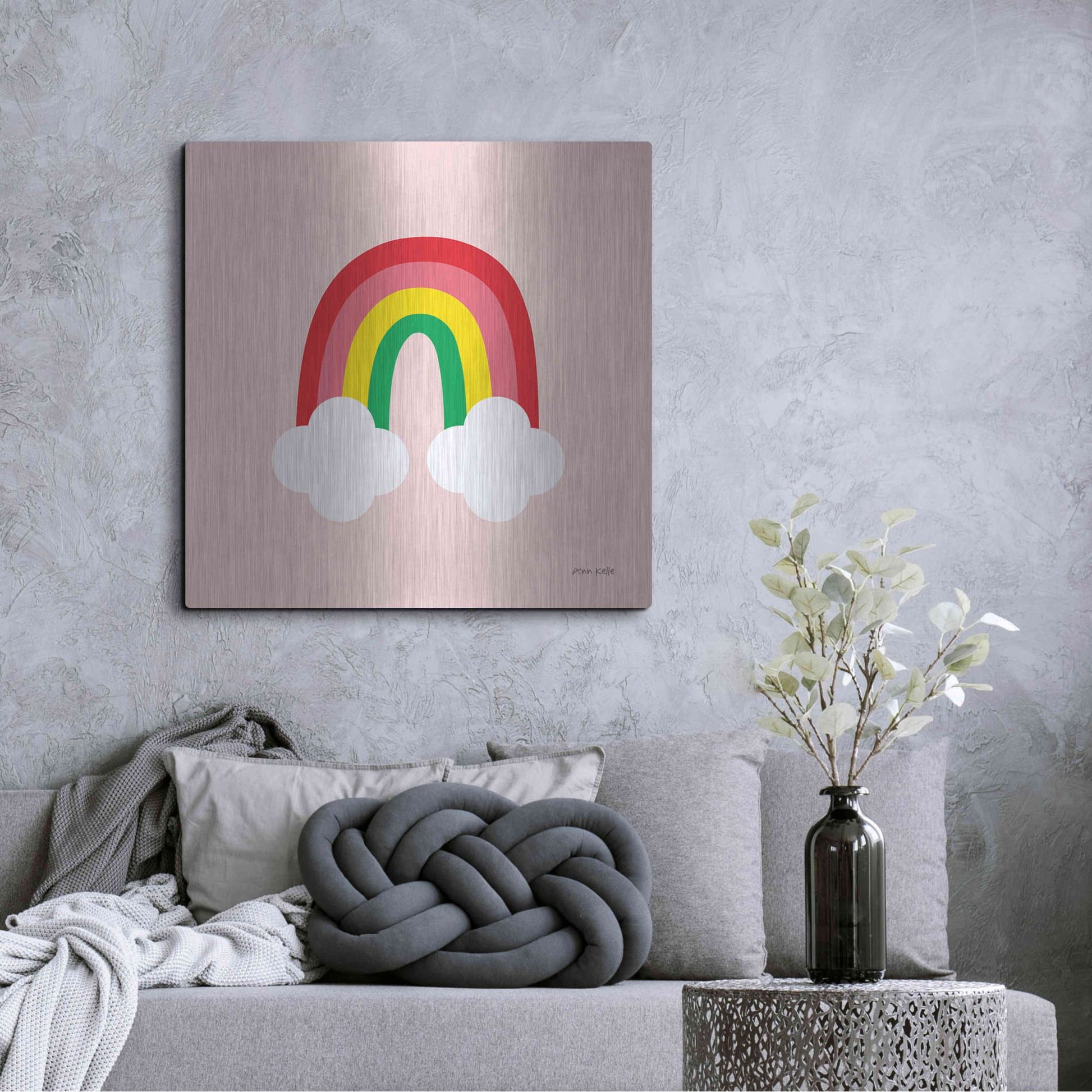 Luxe Metal Art 'Bright Rainbow II' by Ann Kelle Designs, Metal Wall Art,36x36