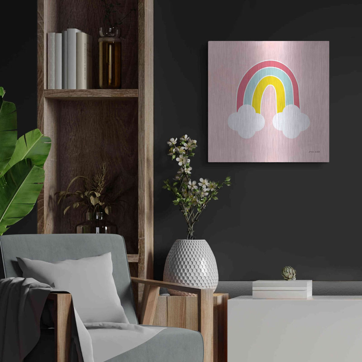 'His Rainbow' by Ann Kelle – Metal Wall Art, 24x24 room view
