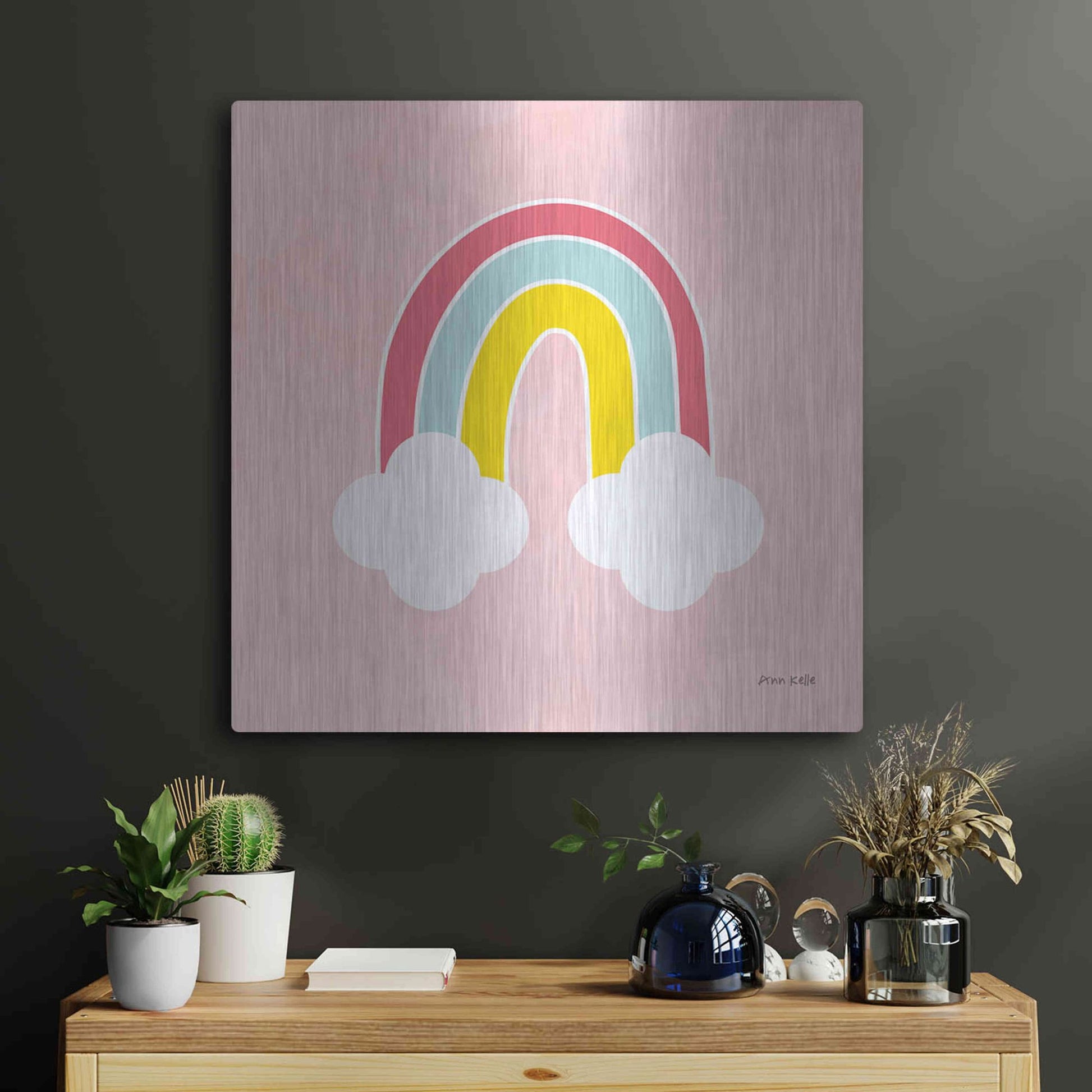 Luxe Metal Art 'His Rainbow' by Ann Kelle Designs, Metal Wall Art,24x24