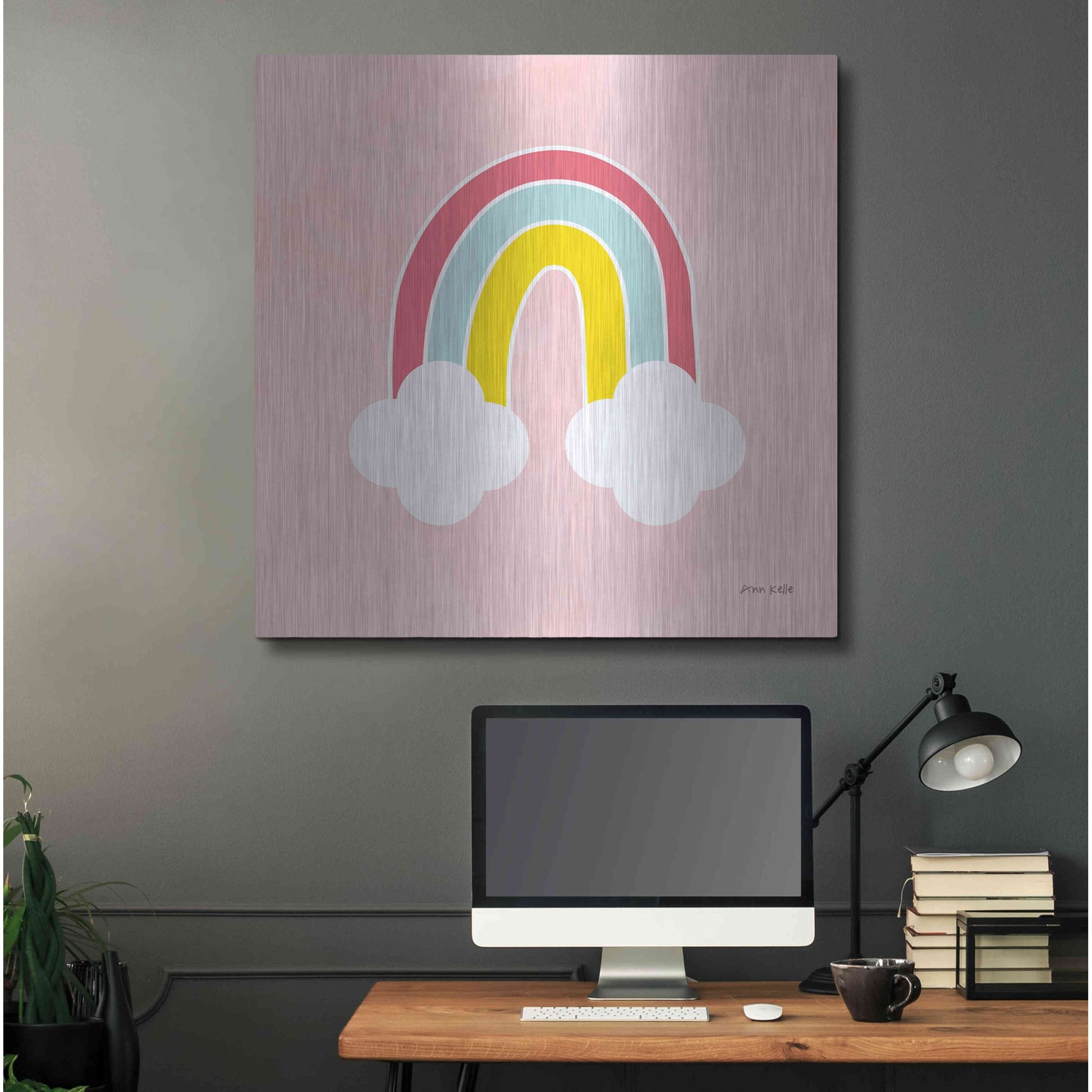 Luxe Metal Art 'His Rainbow' by Ann Kelle Designs, Metal Wall Art,36x36