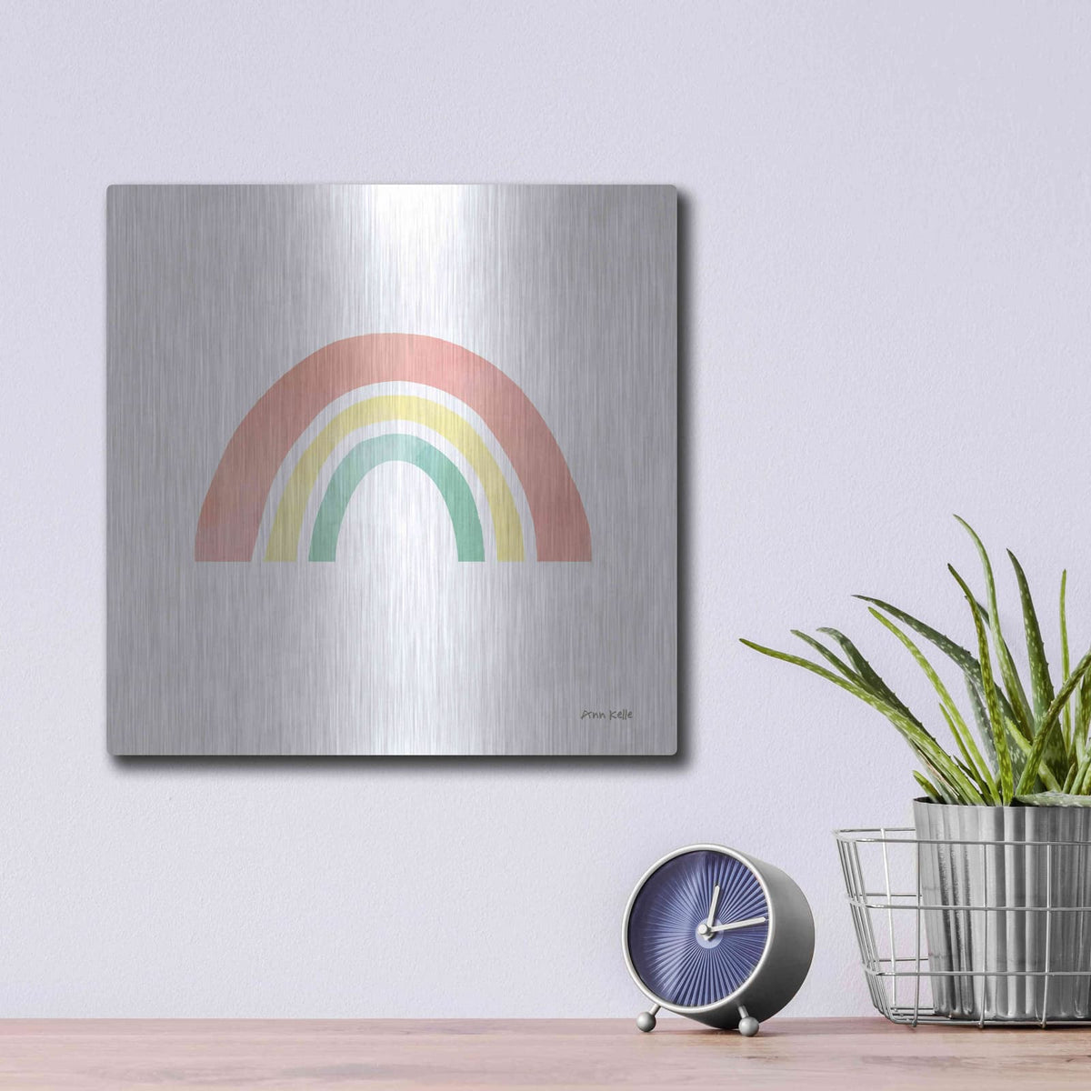 'Pastel Rainbow I' by Ann Kelle – Metal Wall Art, 12x12 room view