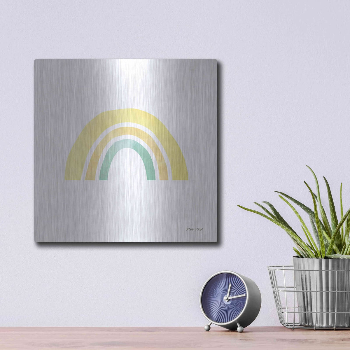 'Pastel Rainbow II' by Ann Kelle – Metal Wall Art, 12x12 room view