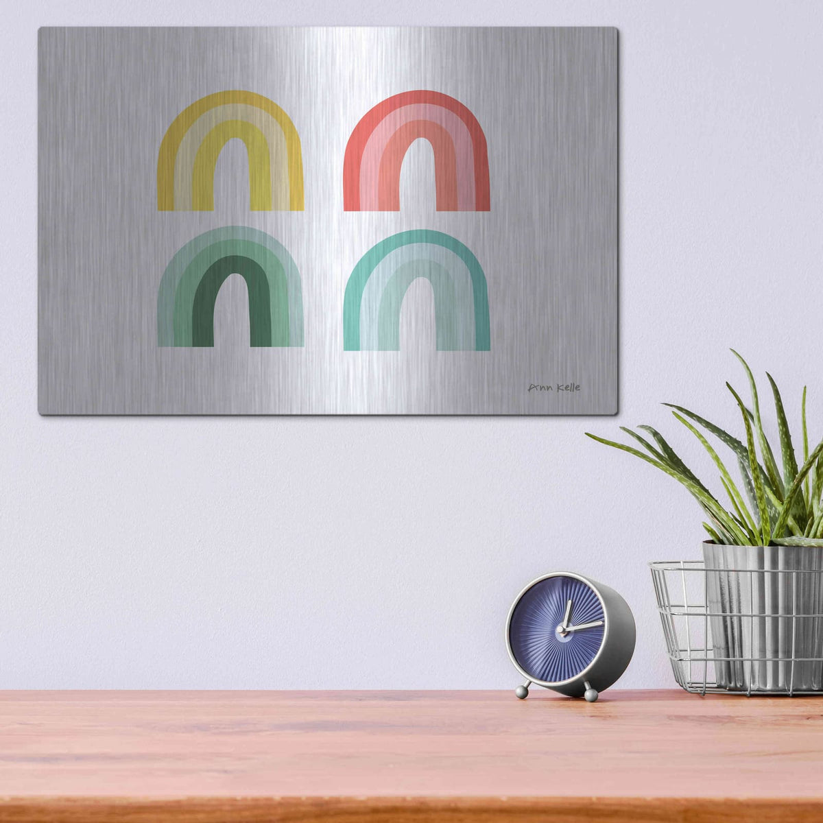 'Rainbow Colors I' by Ann Kelle – Metal Wall Art, 16x12 room view