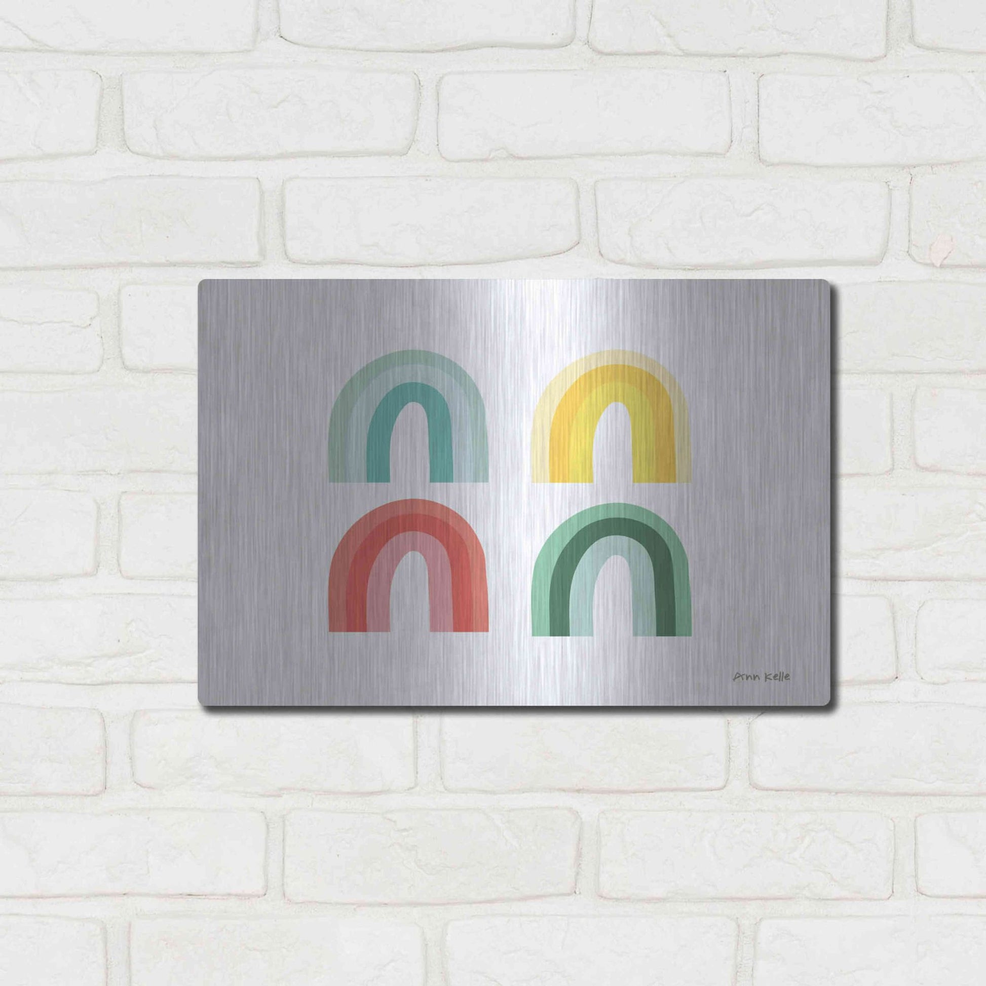 Luxe Metal Art 'Rainbow Colors II' by Ann Kelle Designs, Metal Wall Art,16x12