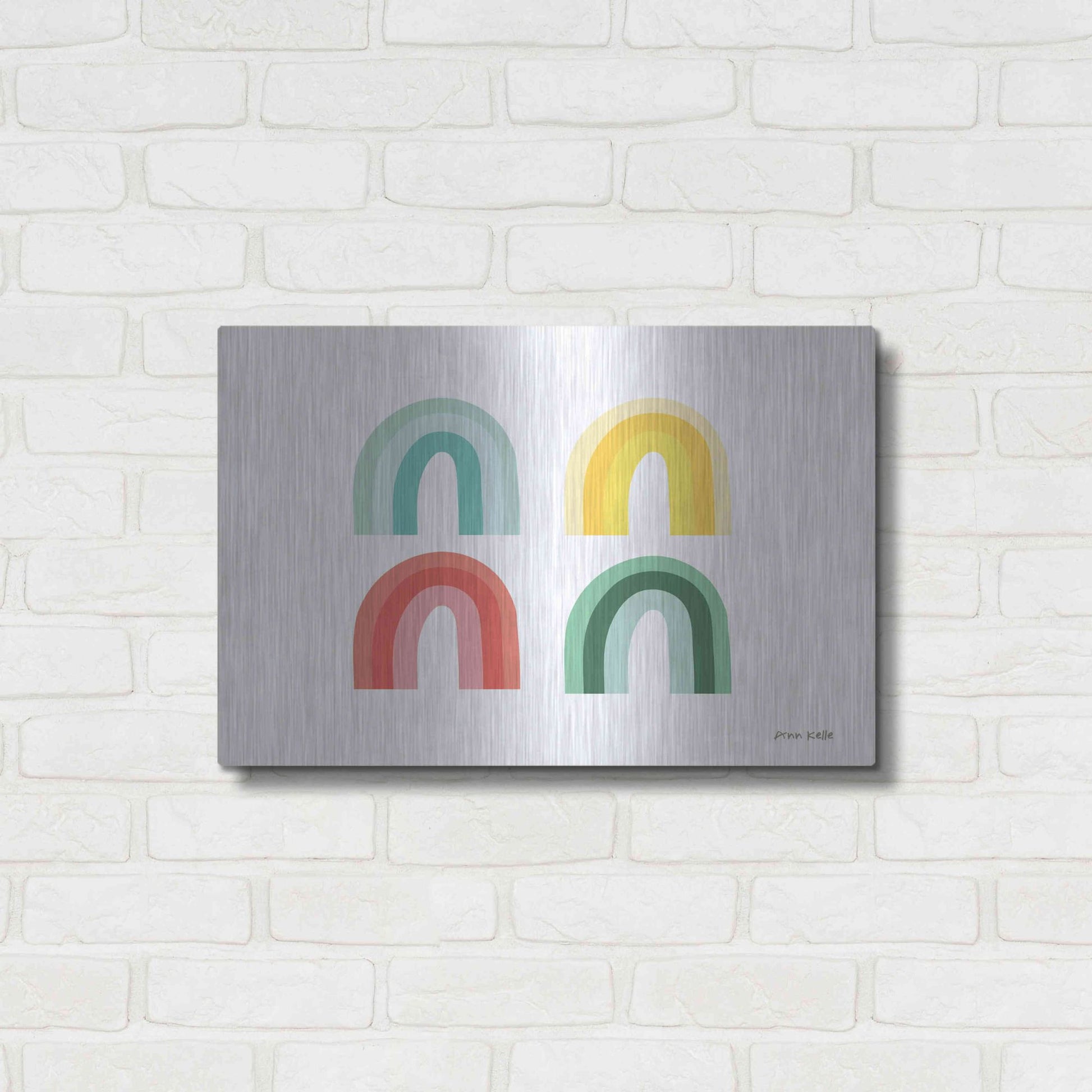 Luxe Metal Art 'Rainbow Colors II' by Ann Kelle Designs, Metal Wall Art,24x16