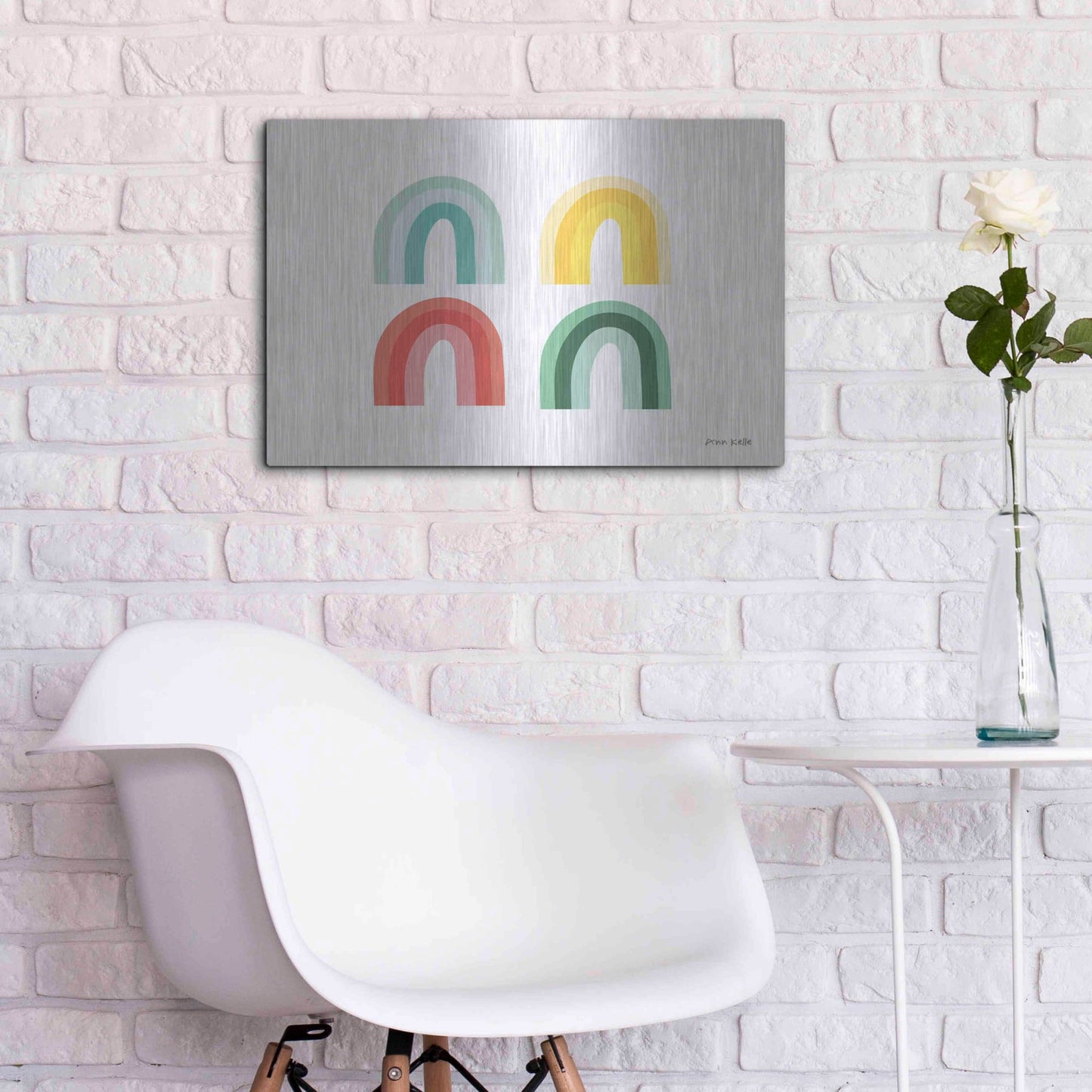 Luxe Metal Art 'Rainbow Colors II' by Ann Kelle Designs, Metal Wall Art,24x16
