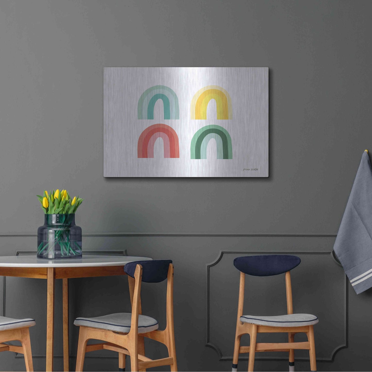 Luxe Metal Art 'Rainbow Colors II' by Ann Kelle Designs, Metal Wall Art,36x24