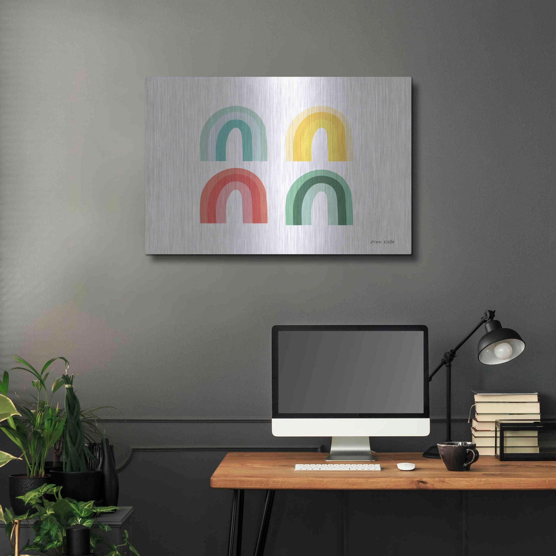 Luxe Metal Art 'Rainbow Colors II' by Ann Kelle Designs, Metal Wall Art,36x24
