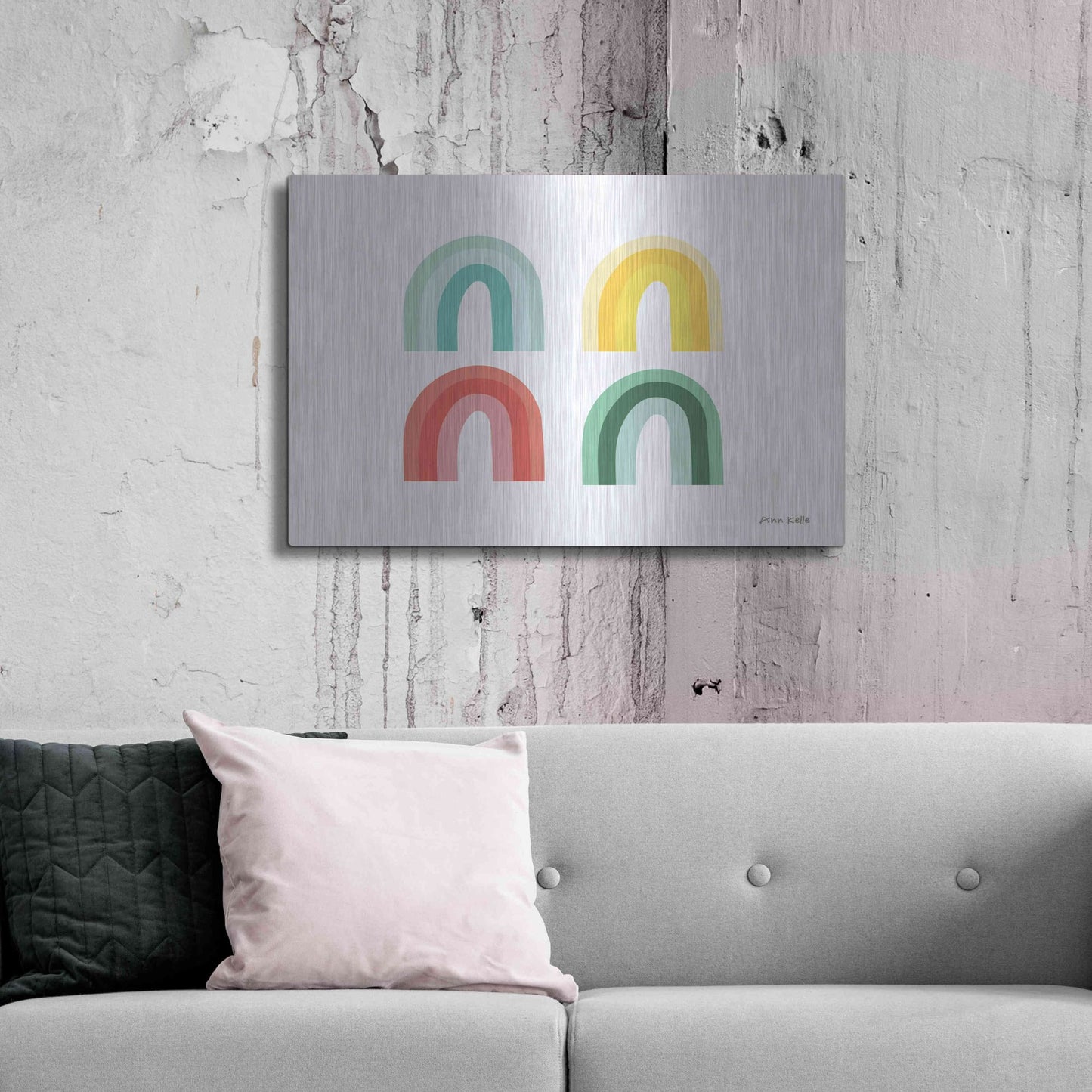 Luxe Metal Art 'Rainbow Colors II' by Ann Kelle Designs, Metal Wall Art,36x24
