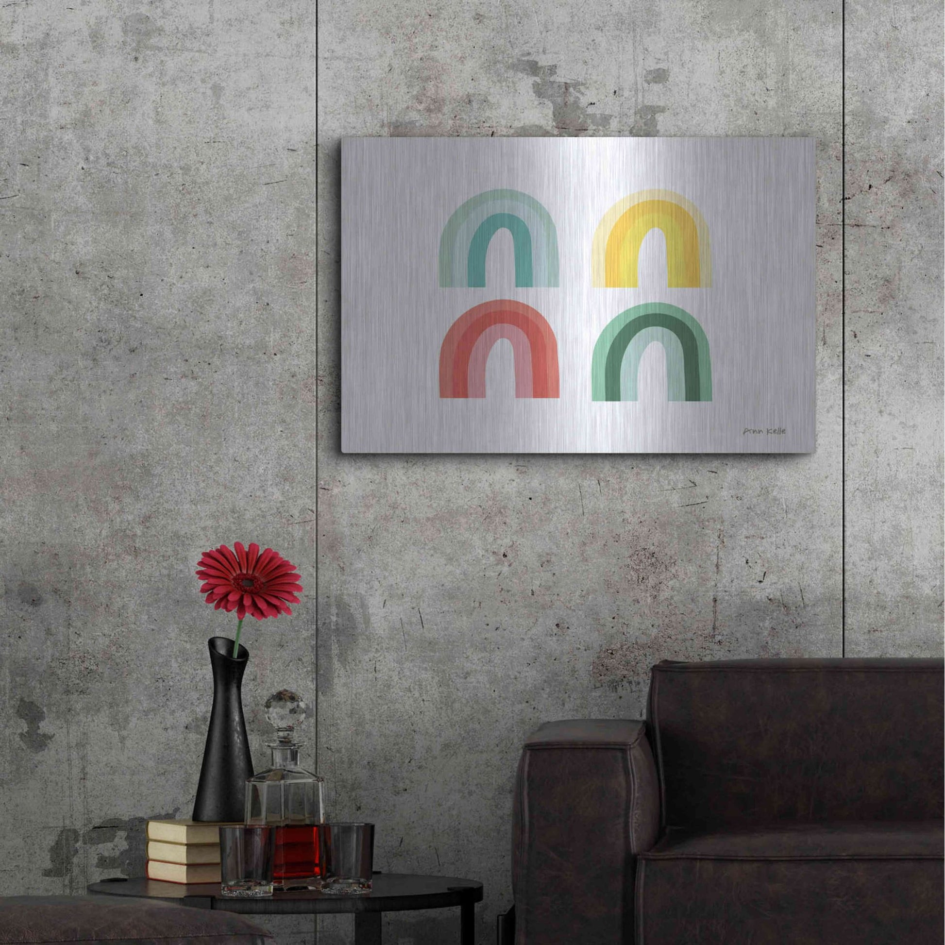 Luxe Metal Art 'Rainbow Colors II' by Ann Kelle Designs, Metal Wall Art,36x24
