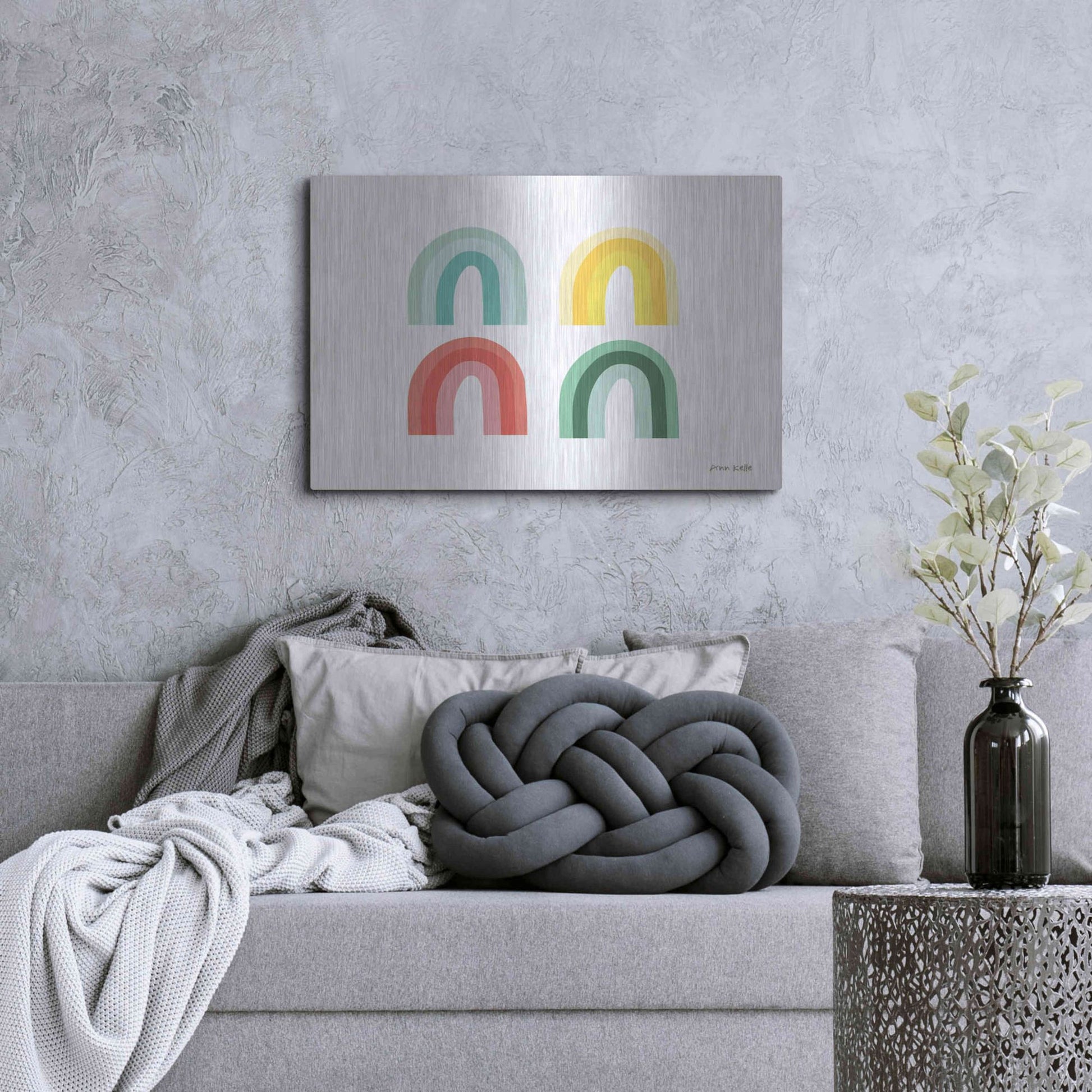 Luxe Metal Art 'Rainbow Colors II' by Ann Kelle Designs, Metal Wall Art,36x24