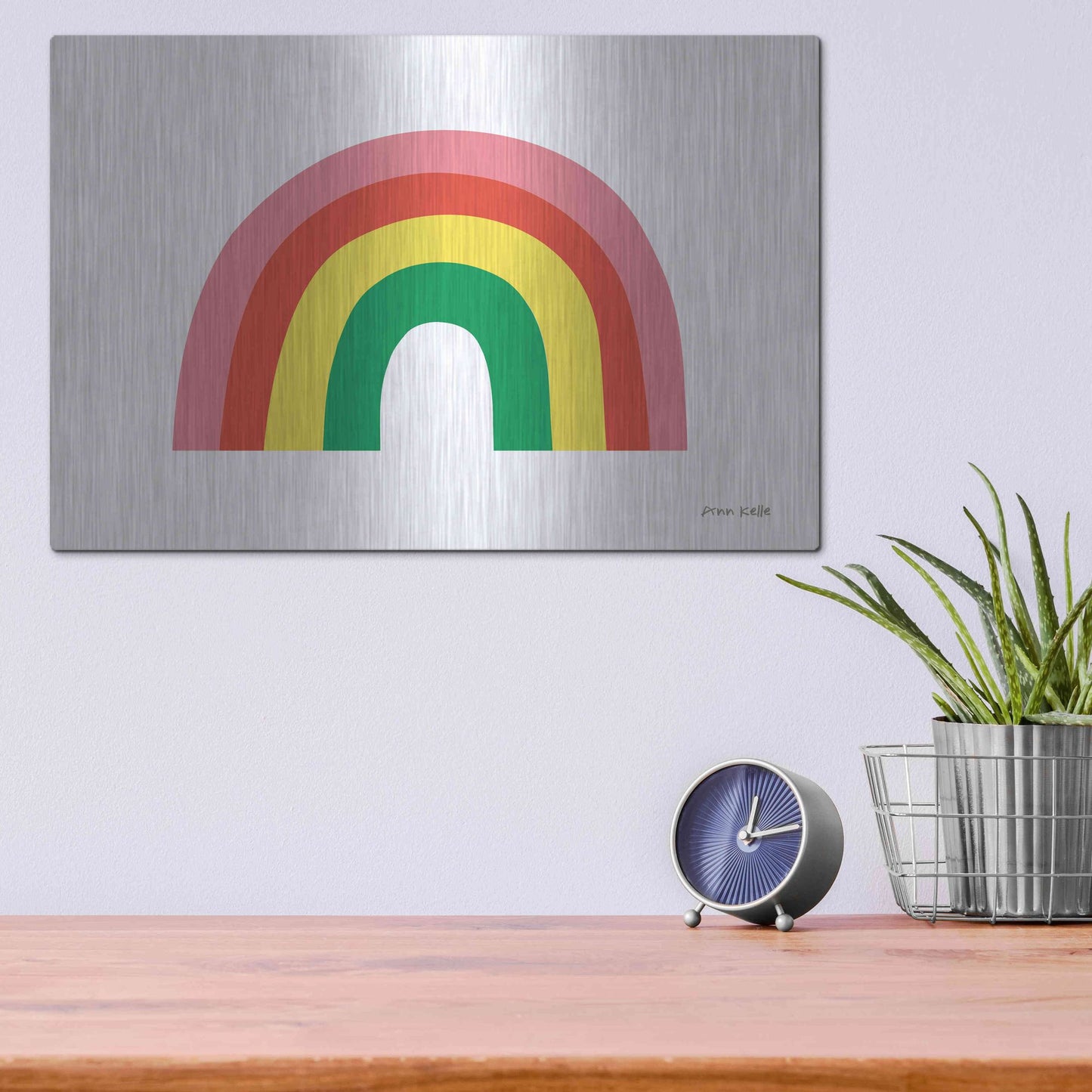 Luxe Metal Art 'Rainbow I' by Ann Kelle Designs, Metal Wall Art,16x12