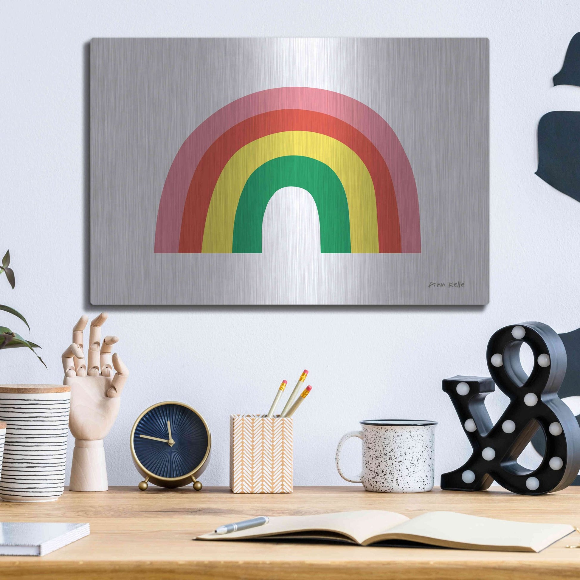 Luxe Metal Art 'Rainbow I' by Ann Kelle Designs, Metal Wall Art,16x12