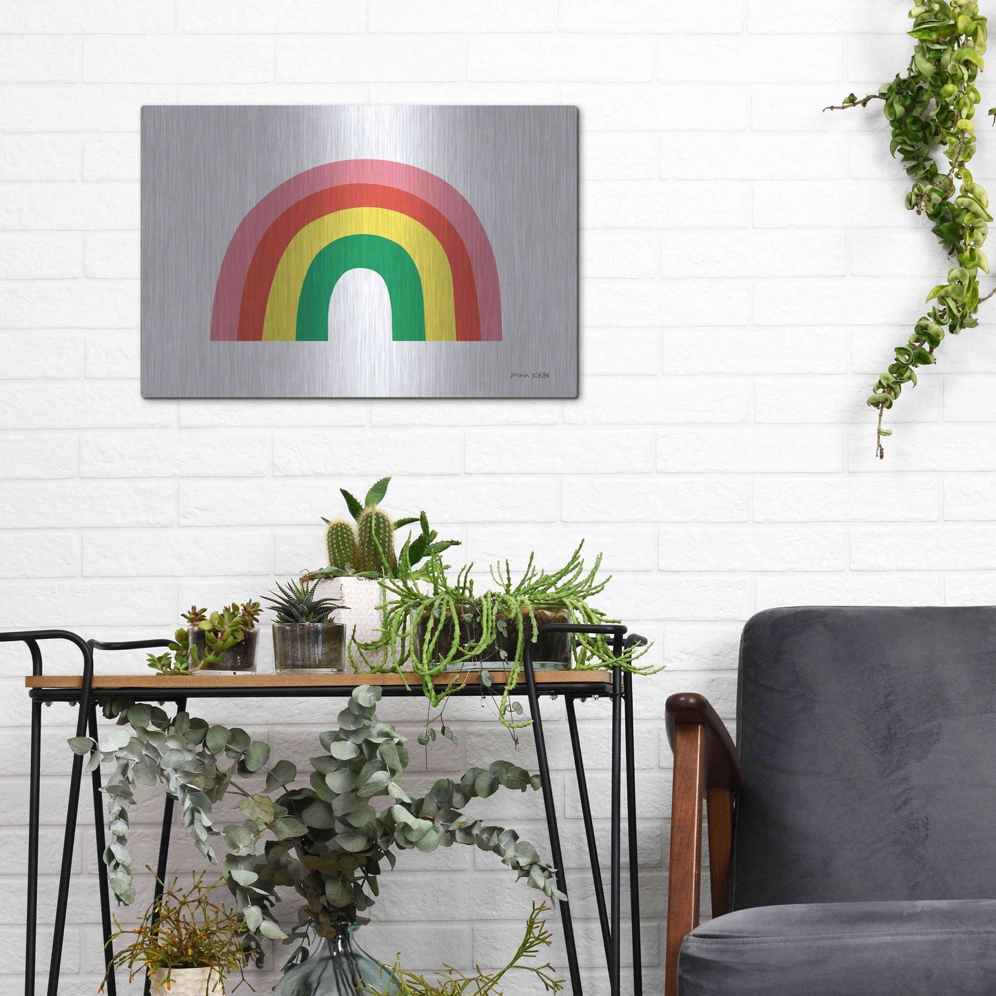 Luxe Metal Art 'Rainbow I' by Ann Kelle Designs, Metal Wall Art,16x12