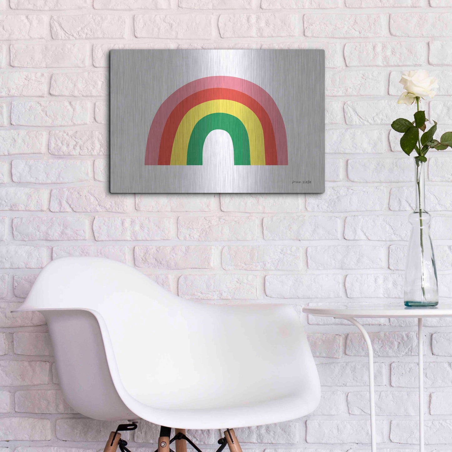 Luxe Metal Art 'Rainbow I' by Ann Kelle Designs, Metal Wall Art,24x16