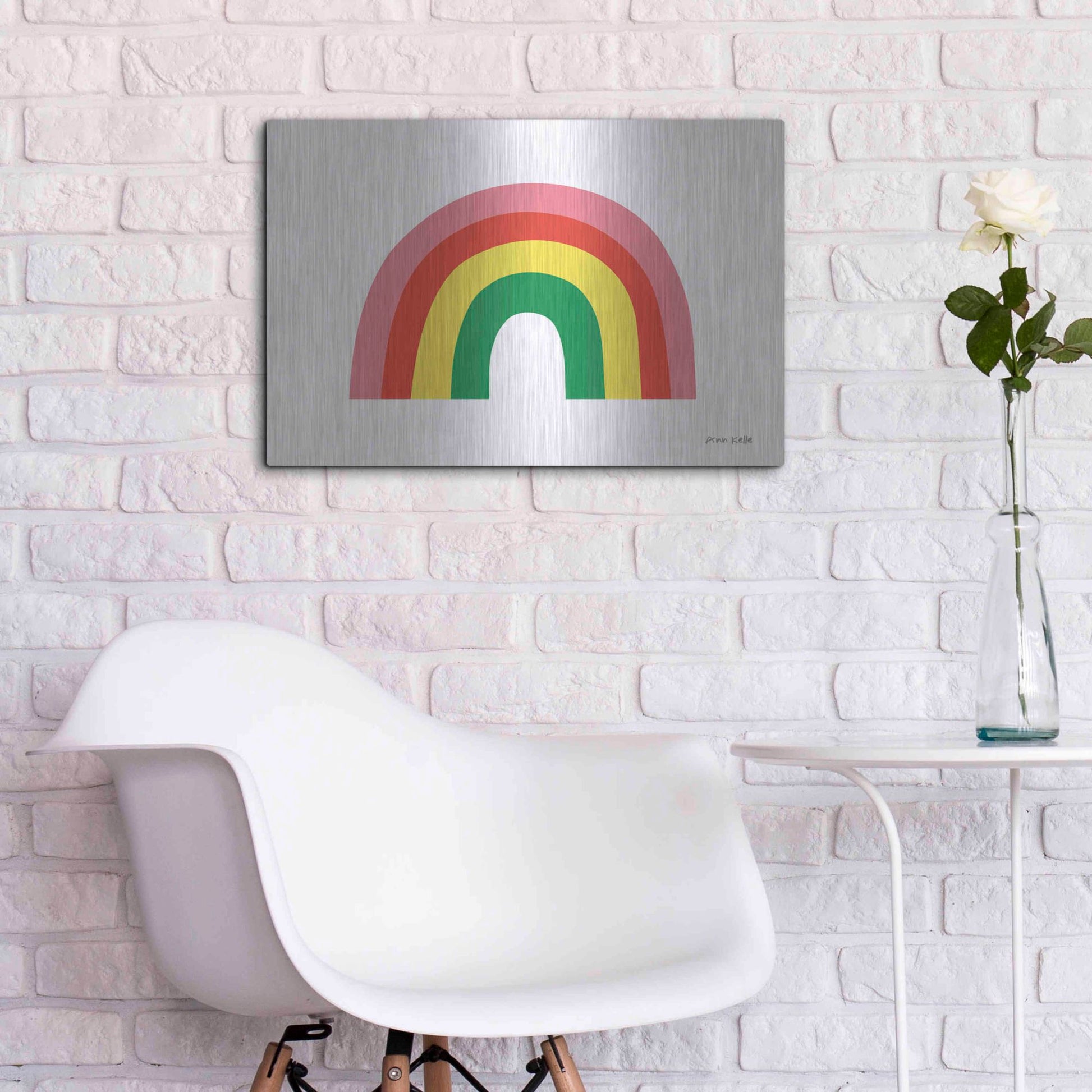 Luxe Metal Art 'Rainbow I' by Ann Kelle Designs, Metal Wall Art,24x16