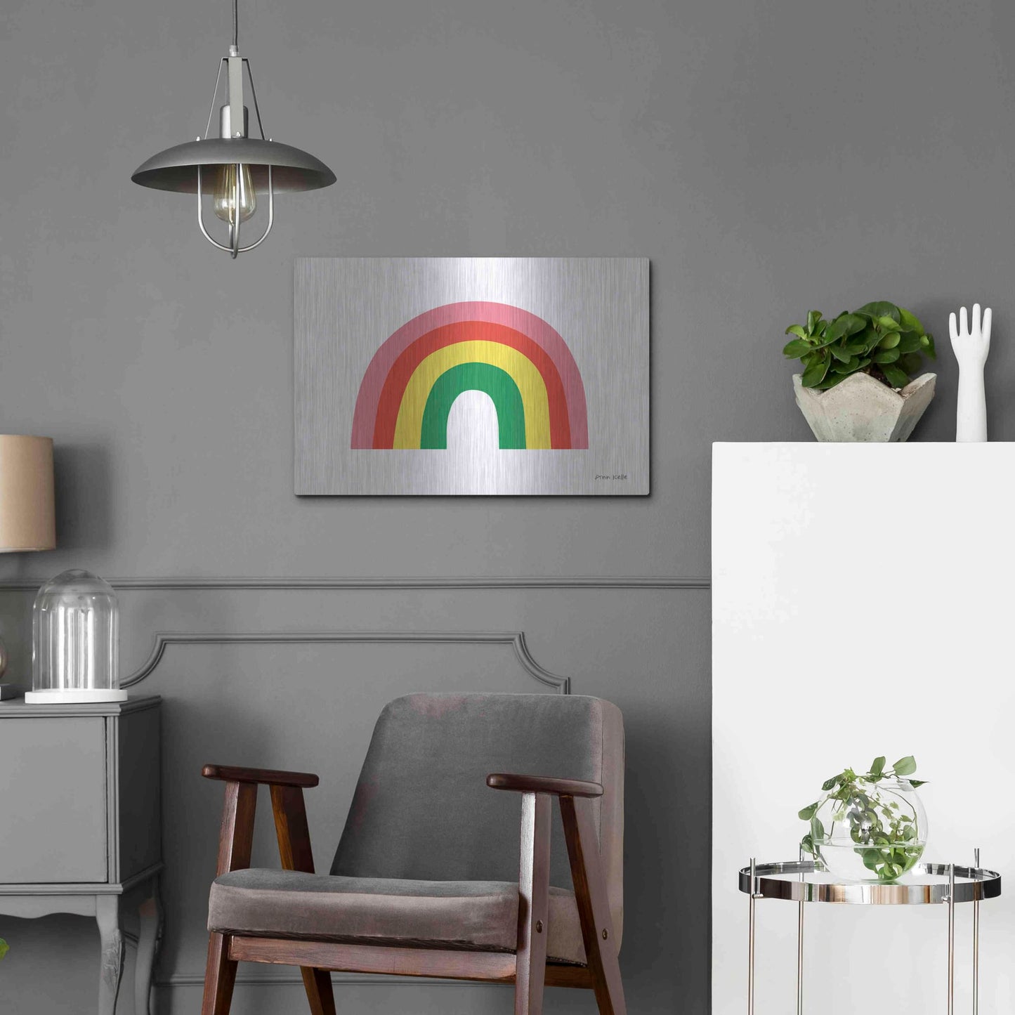 Luxe Metal Art 'Rainbow I' by Ann Kelle Designs, Metal Wall Art,24x16