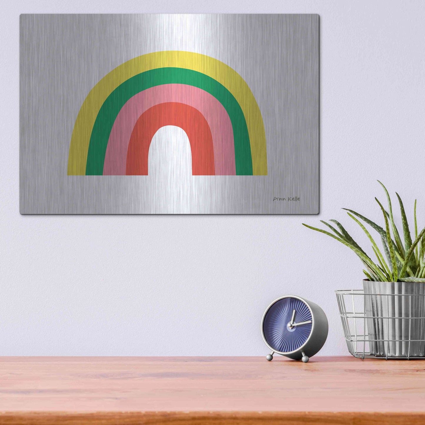 Luxe Metal Art 'Rainbow II' by Ann Kelle Designs, Metal Wall Art,16x12