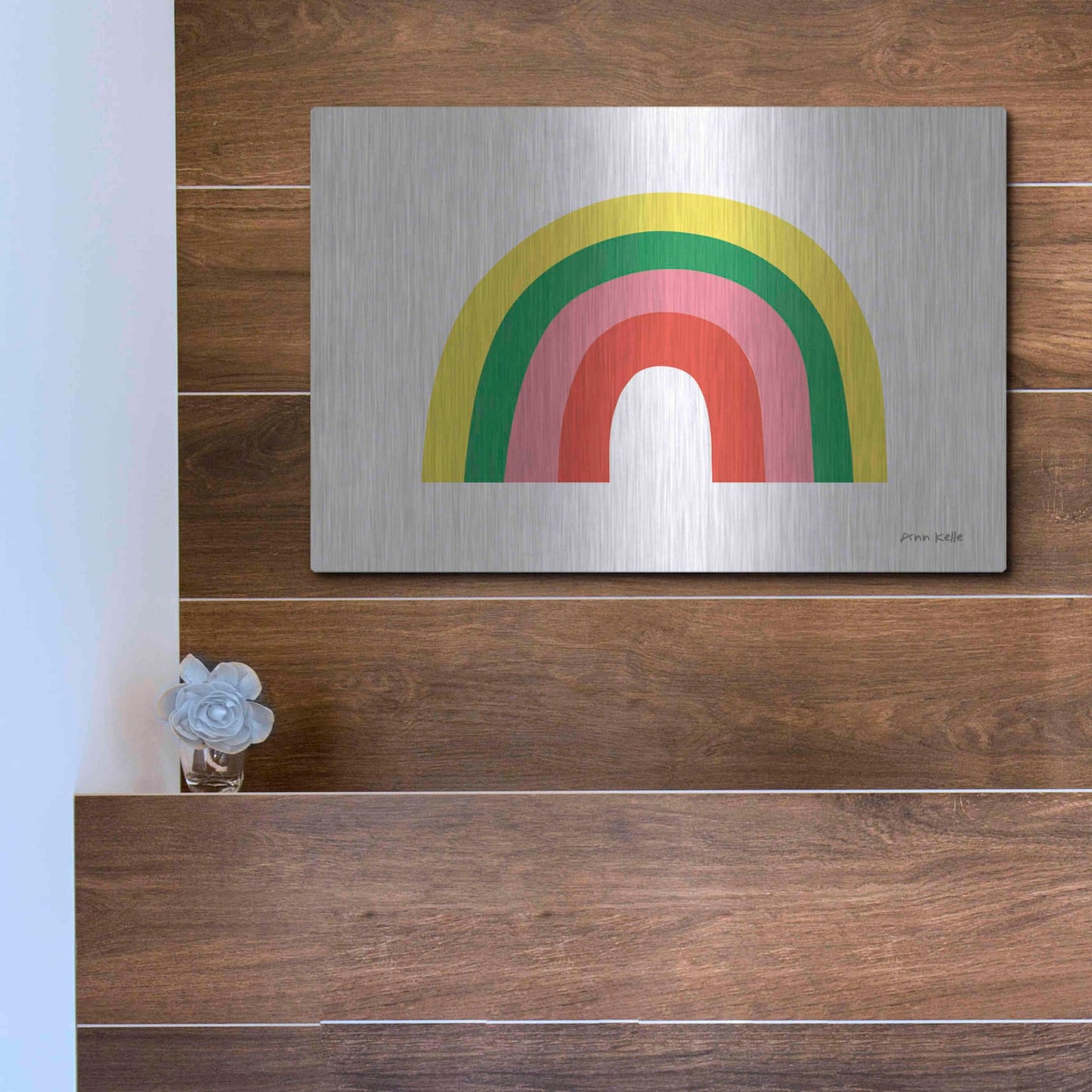 Luxe Metal Art 'Rainbow II' by Ann Kelle Designs, Metal Wall Art,16x12