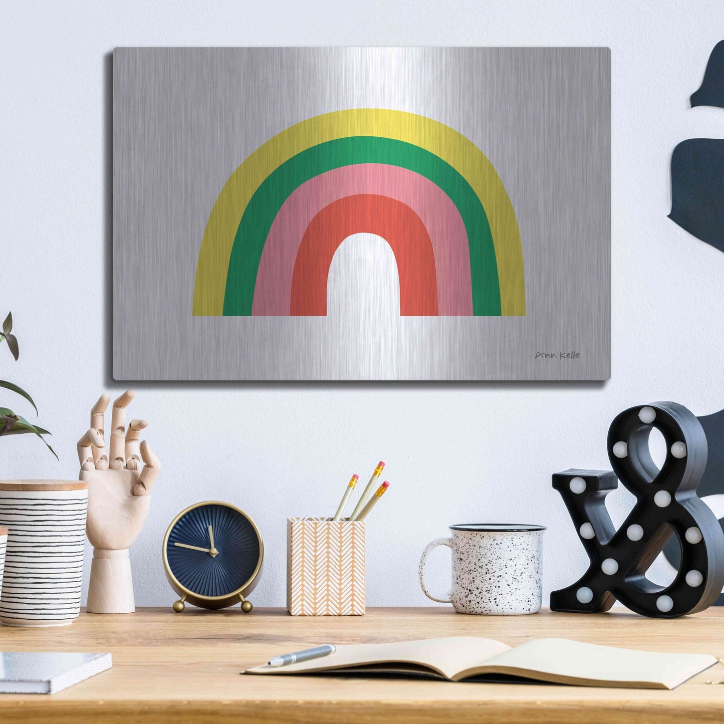 Luxe Metal Art 'Rainbow II' by Ann Kelle Designs, Metal Wall Art,16x12