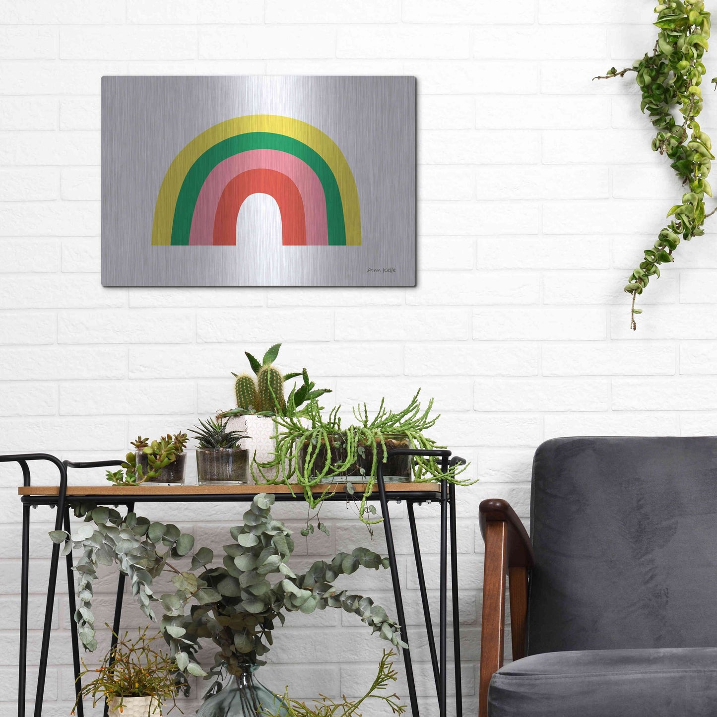 Luxe Metal Art 'Rainbow II' by Ann Kelle Designs, Metal Wall Art,16x12