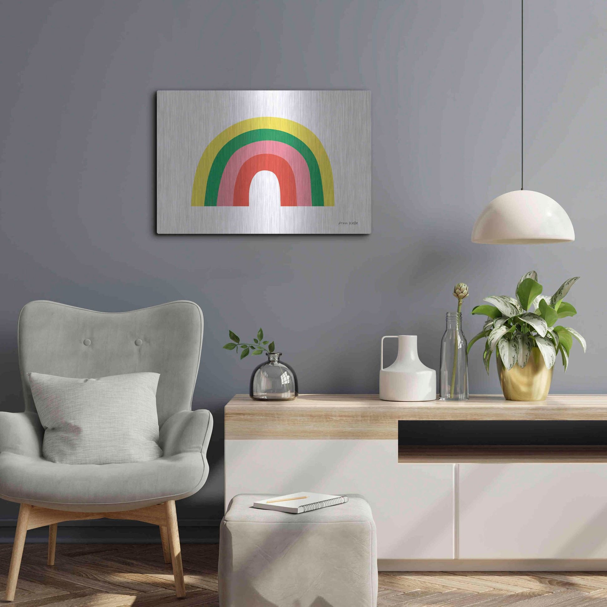 Luxe Metal Art 'Rainbow II' by Ann Kelle Designs, Metal Wall Art,24x16