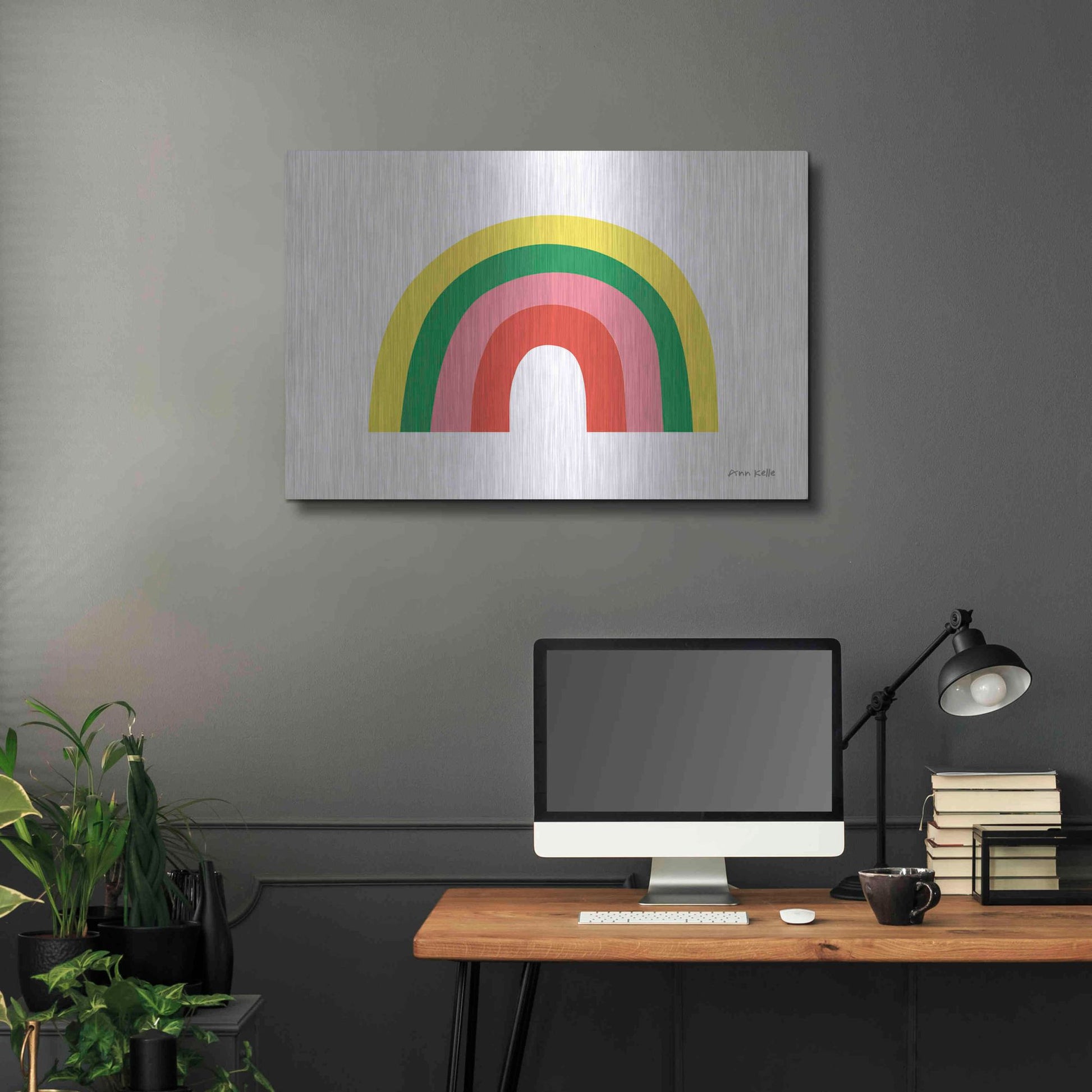 Luxe Metal Art 'Rainbow II' by Ann Kelle Designs, Metal Wall Art,36x24