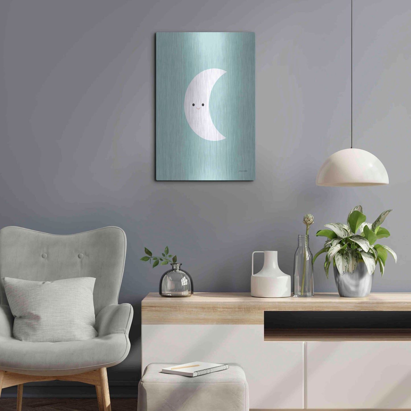 Luxe Metal Art 'Moon' by Ann Kelle Designs, Metal Wall Art,16x24