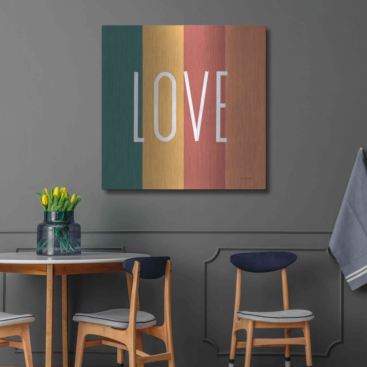 'Love Rainbow Retro' by Ann Kelle – Metal Wall Art, 36x36 room view