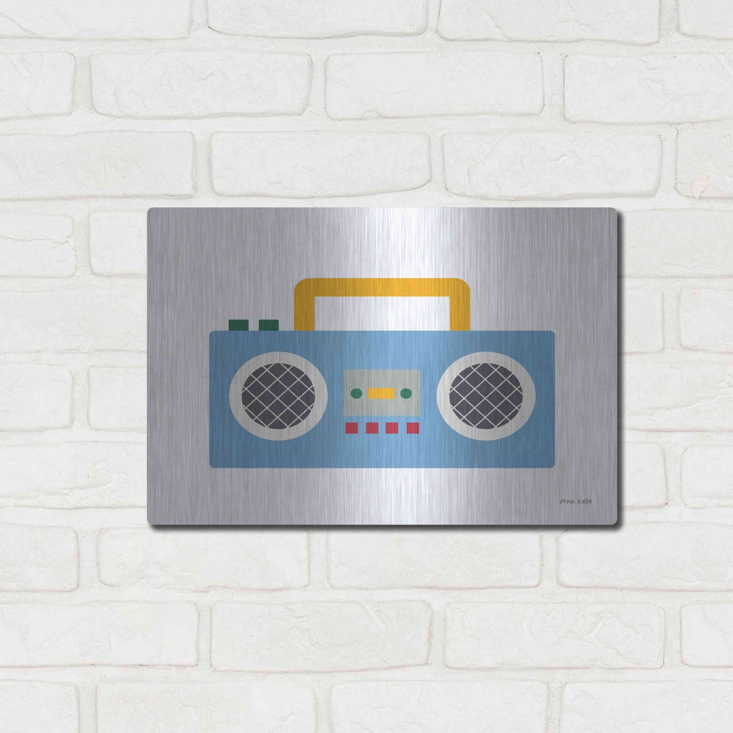 Luxe Metal Art 'Retro Boombox' by Ann Kelle Designs, Metal Wall Art,16x12