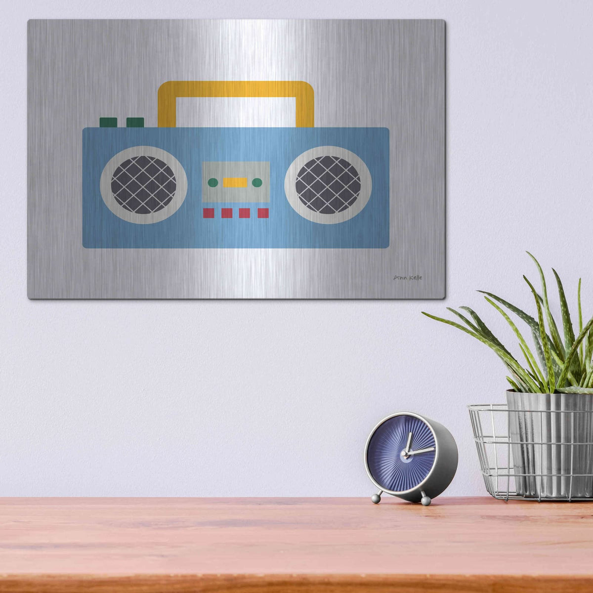 'Retro Boombox' by Ann Kelle – Metal Wall Art, 16x12 room view