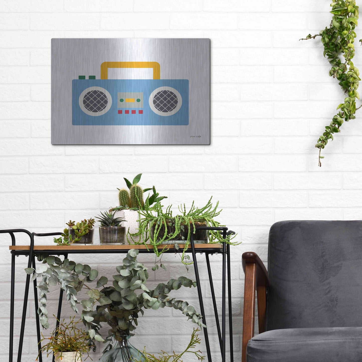 Luxe Metal Art 'Retro Boombox' by Ann Kelle Designs, Metal Wall Art,16x12