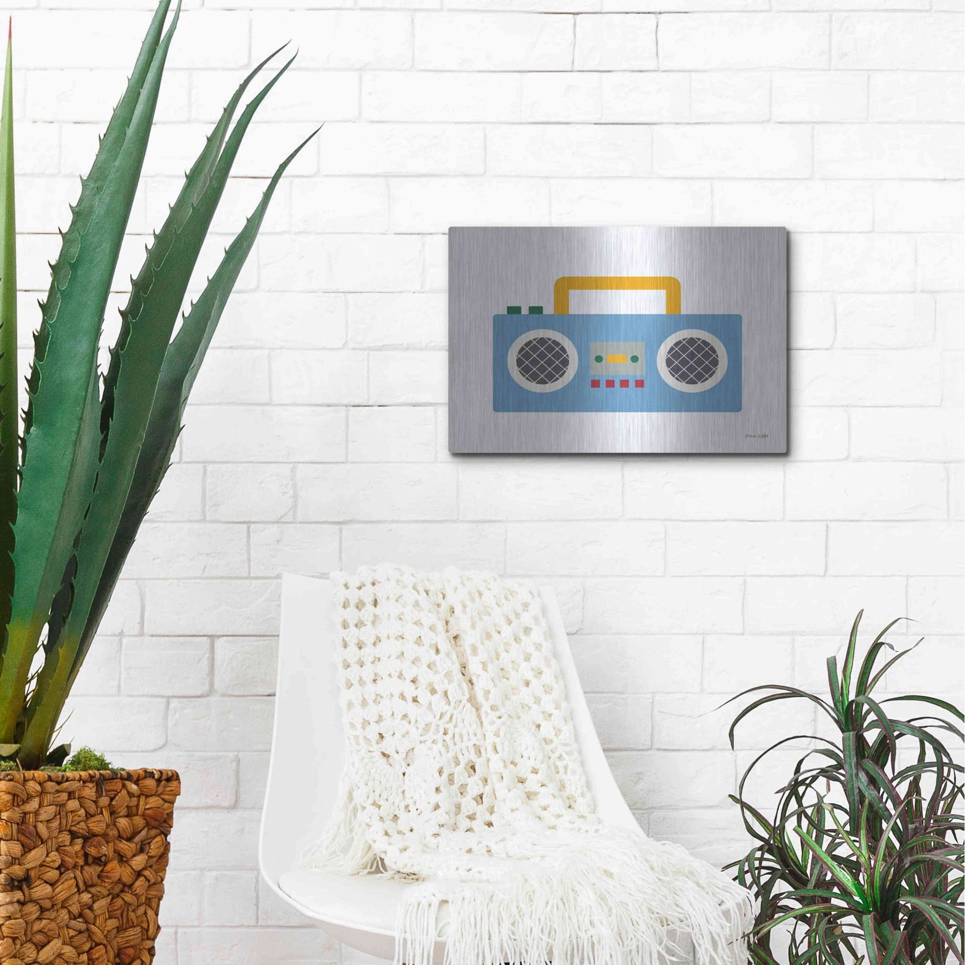 Luxe Metal Art 'Retro Boombox' by Ann Kelle Designs, Metal Wall Art,16x12