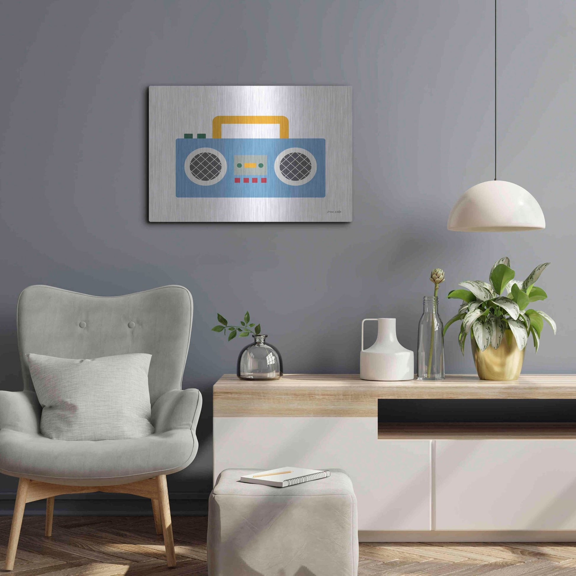 Luxe Metal Art 'Retro Boombox' by Ann Kelle Designs, Metal Wall Art,24x16