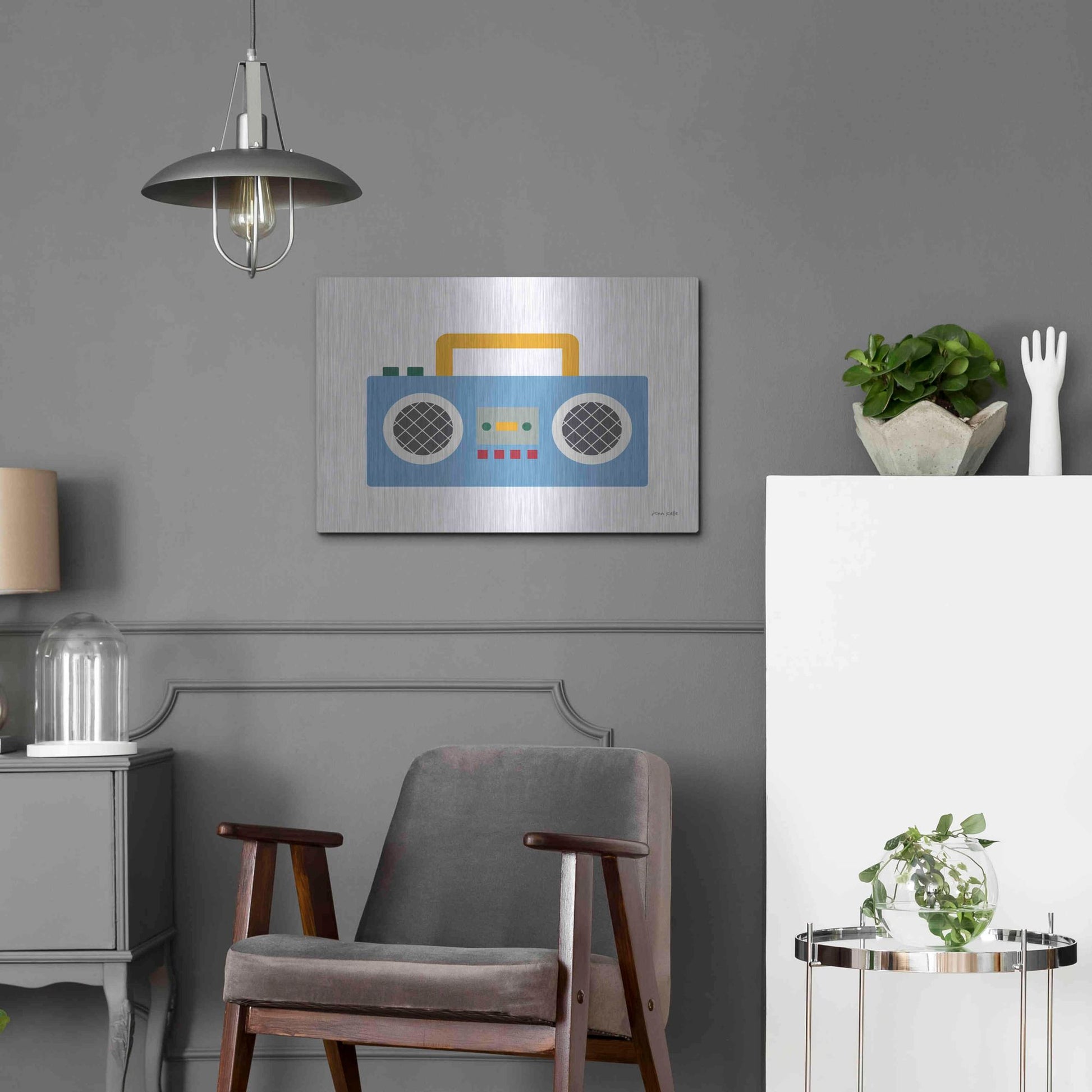 Luxe Metal Art 'Retro Boombox' by Ann Kelle Designs, Metal Wall Art,24x16