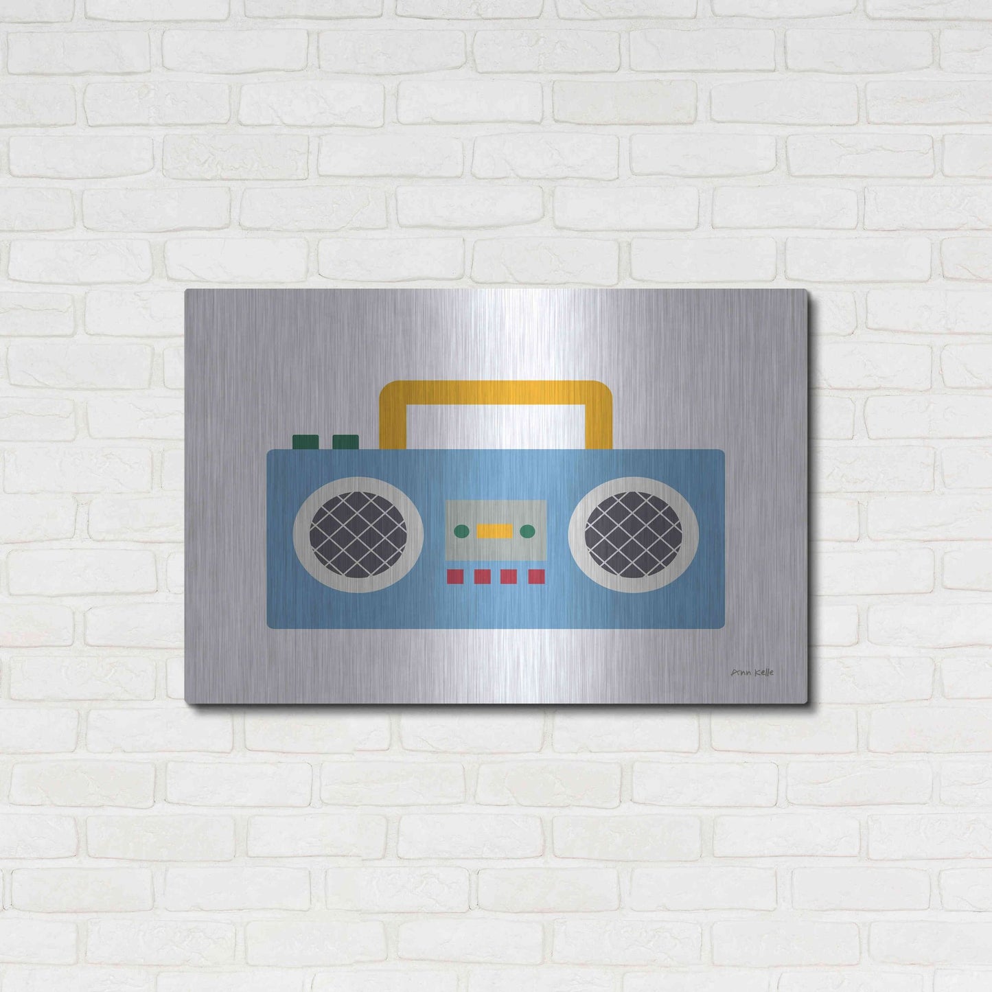 Luxe Metal Art 'Retro Boombox' by Ann Kelle Designs, Metal Wall Art,36x24