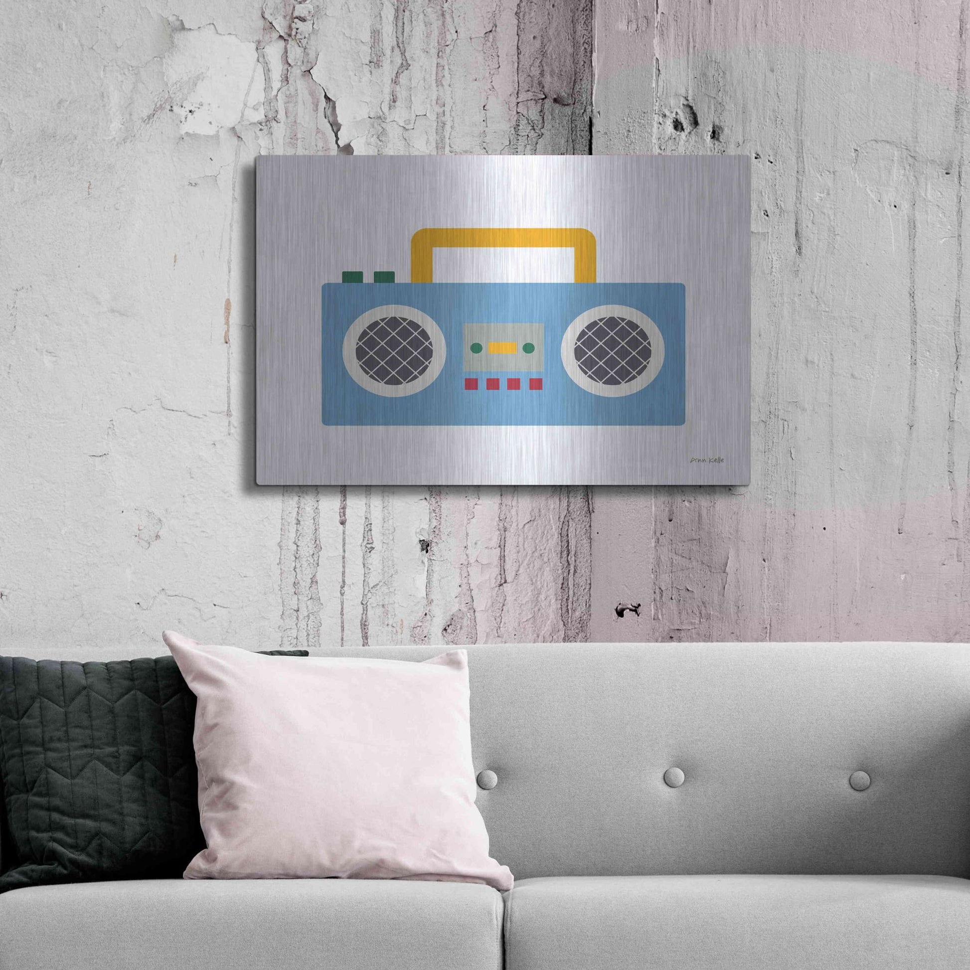 Luxe Metal Art 'Retro Boombox' by Ann Kelle Designs, Metal Wall Art,36x24