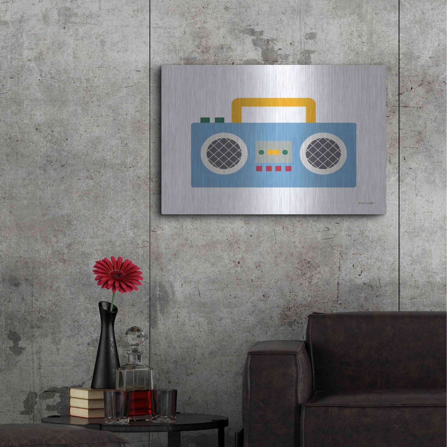 Luxe Metal Art 'Retro Boombox' by Ann Kelle Designs, Metal Wall Art,36x24