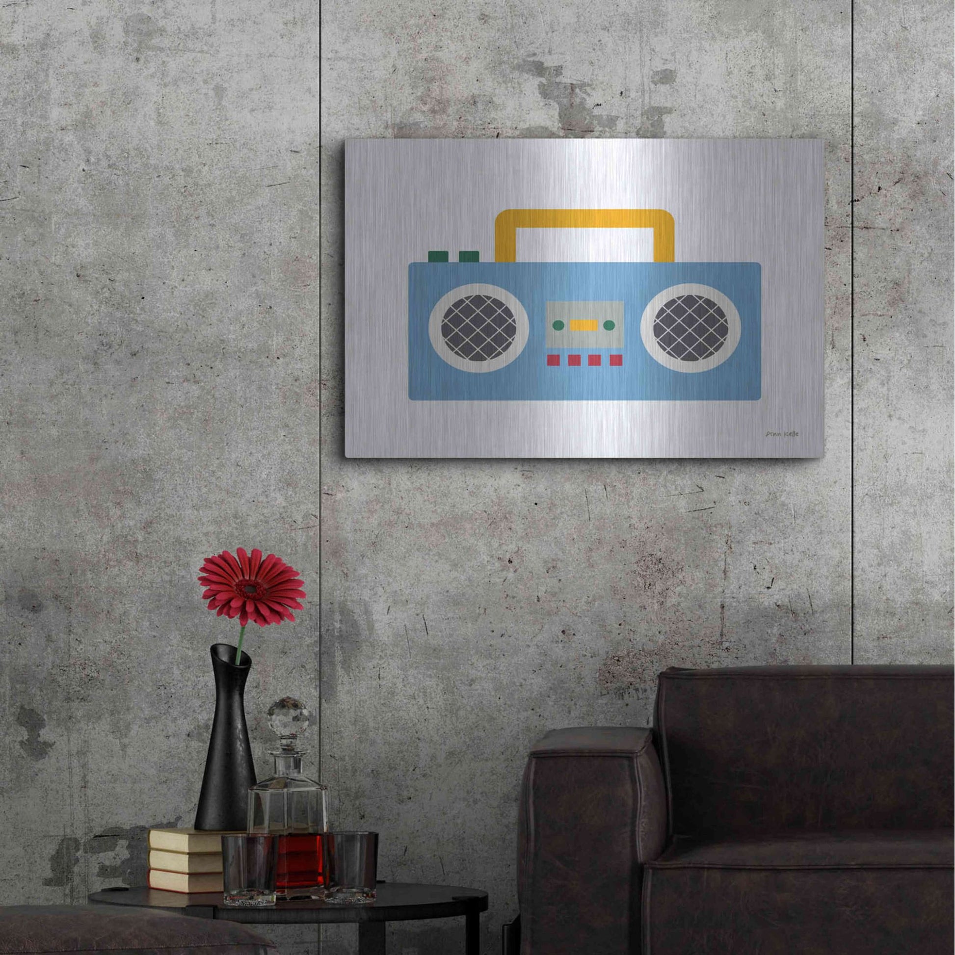 Luxe Metal Art 'Retro Boombox' by Ann Kelle Designs, Metal Wall Art,36x24