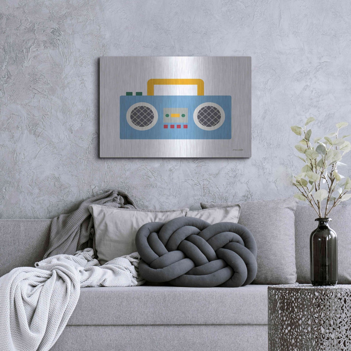 Luxe Metal Art 'Retro Boombox' by Ann Kelle Designs, Metal Wall Art,36x24