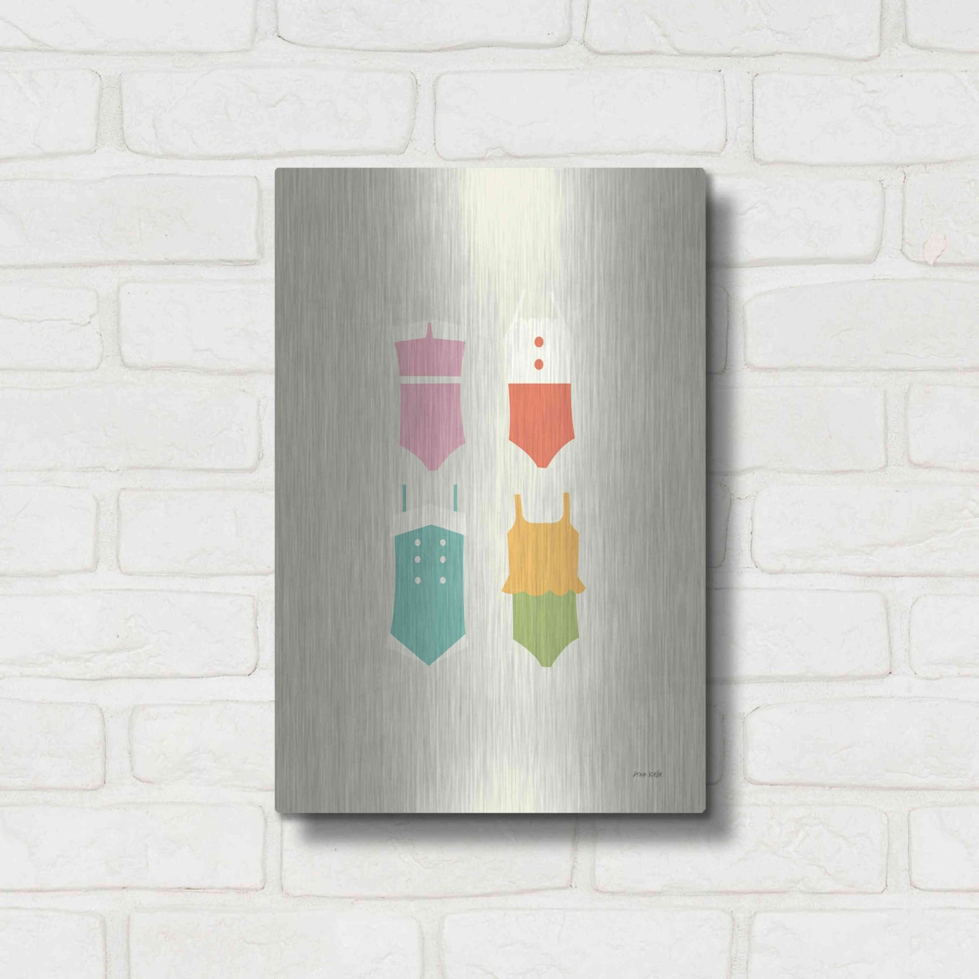 Luxe Metal Art 'Summer Bathing Suits' by Ann Kelle Designs, Metal Wall Art,12x16