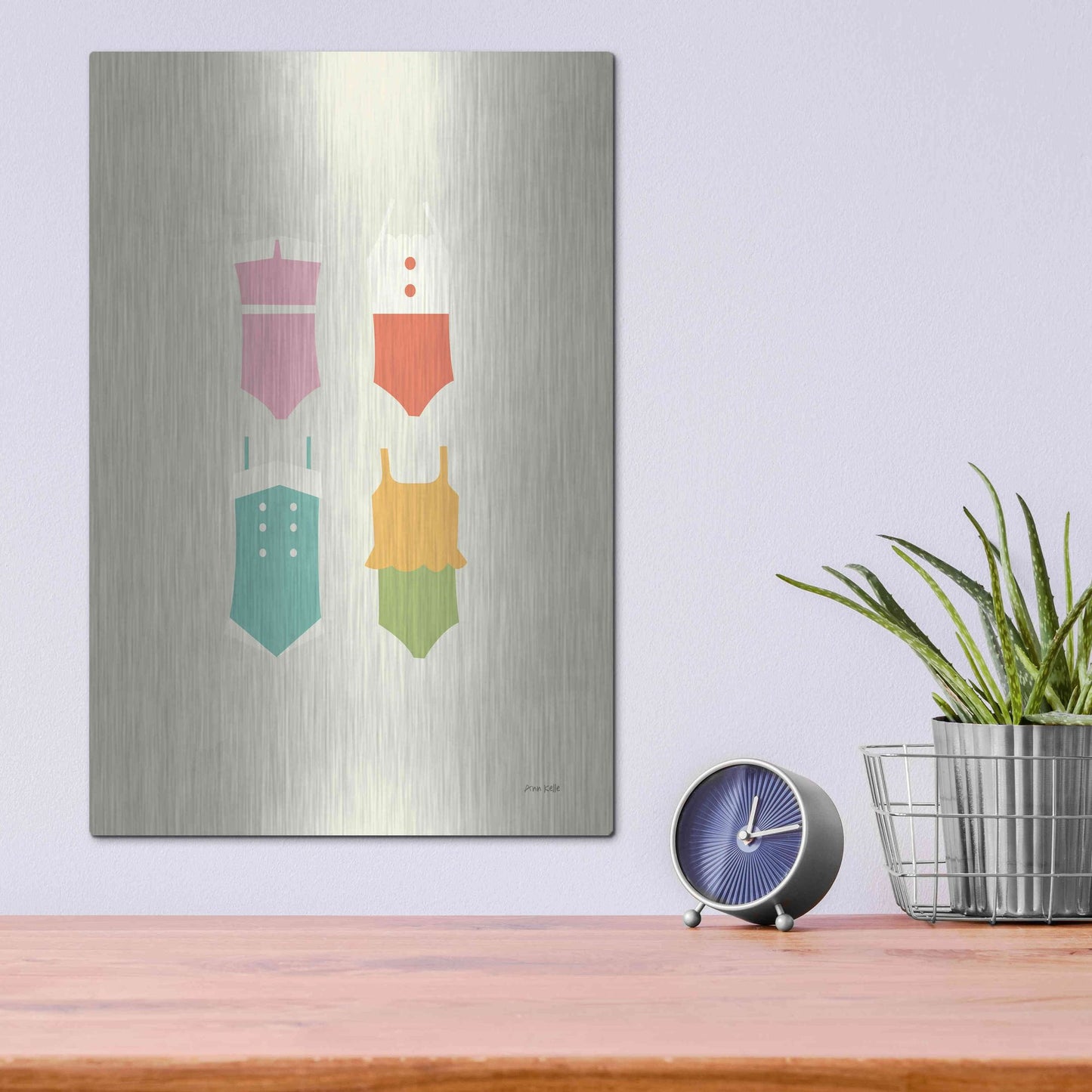 Luxe Metal Art 'Summer Bathing Suits' by Ann Kelle Designs, Metal Wall Art,12x16