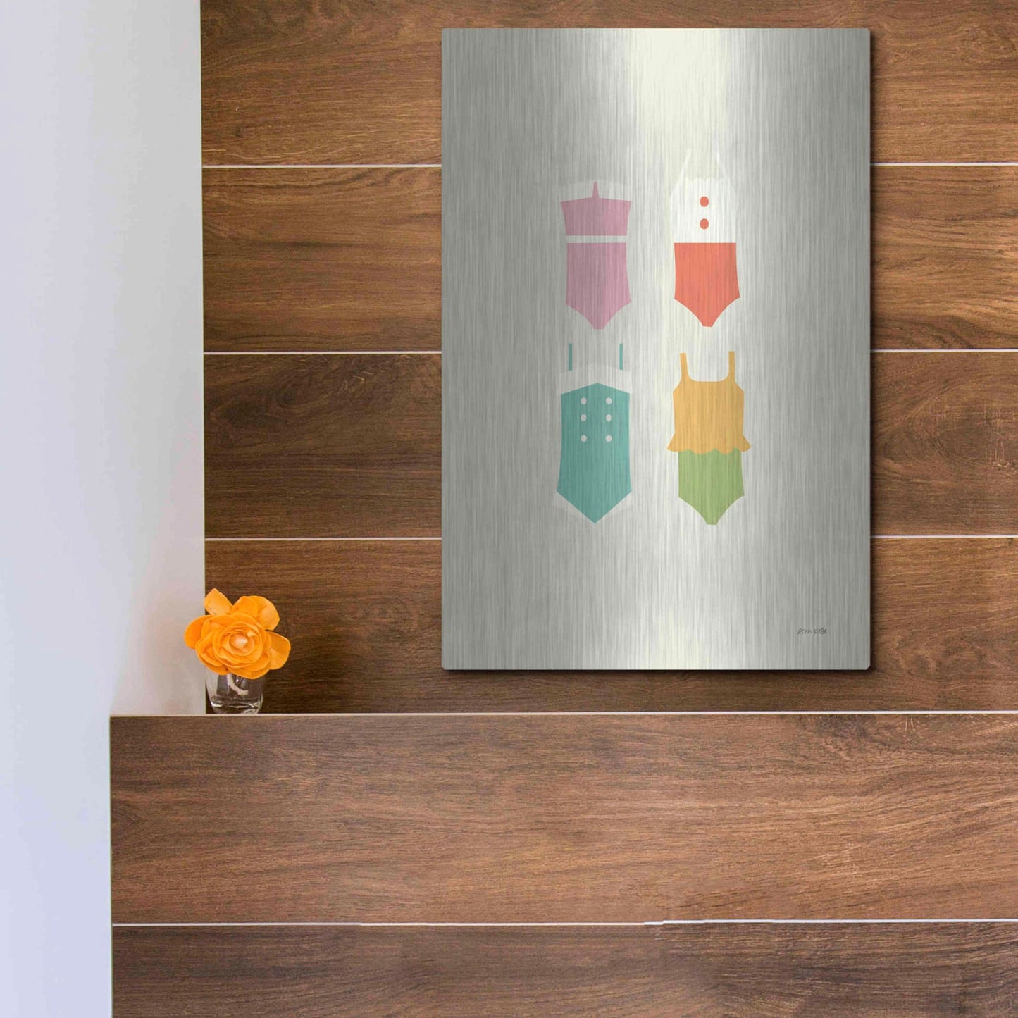Luxe Metal Art 'Summer Bathing Suits' by Ann Kelle Designs, Metal Wall Art,12x16