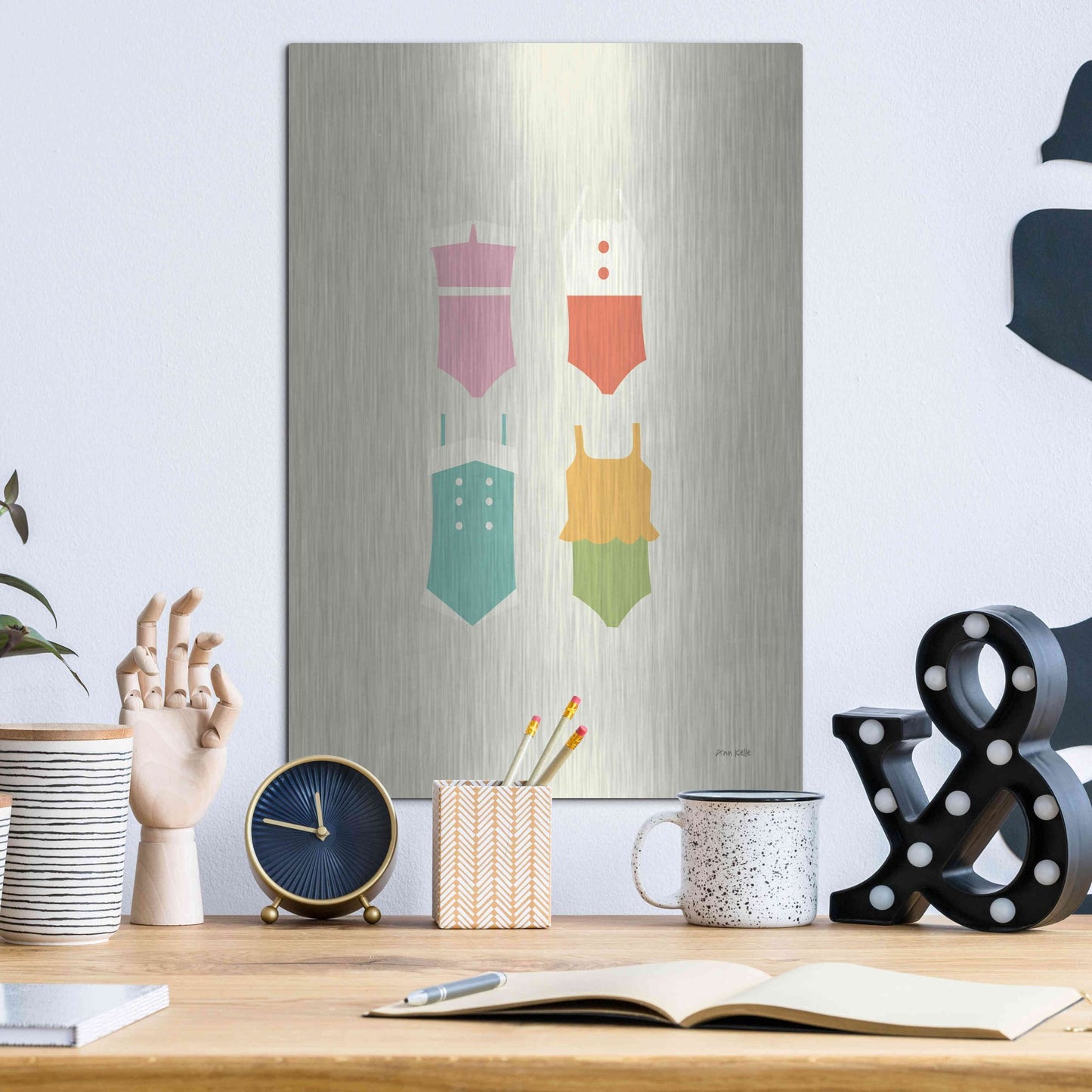Luxe Metal Art 'Summer Bathing Suits' by Ann Kelle Designs, Metal Wall Art,12x16