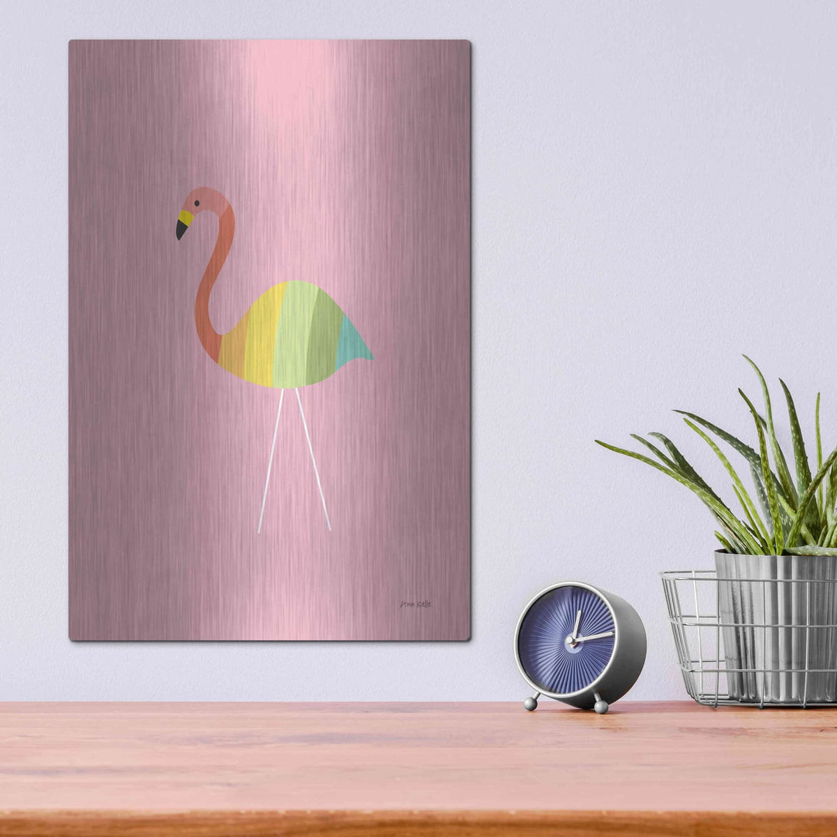 'Flamingo Colors' by Ann Kelle – Metal Wall Art, 12x16 room view