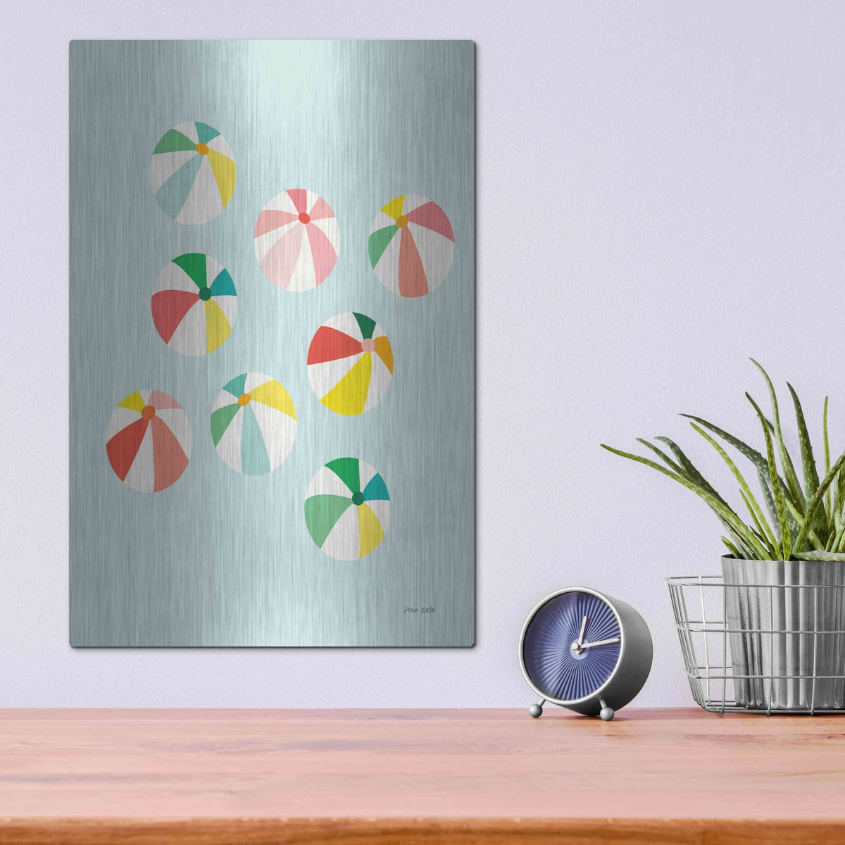 'Beach Umbrellas' by Ann Kelle – Metal Wall Art, 12x16 room view
