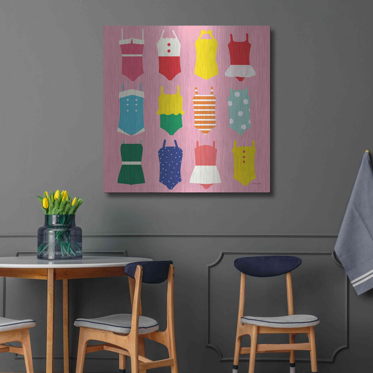 'Bathing Suits Galore' by Ann Kelle – Metal Wall Art, 36x36 room view