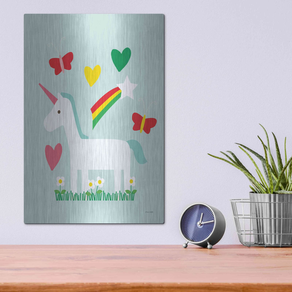 'Unicorn Fun II' by Ann Kelle – Metal Wall Art, 12x16 room view