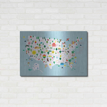 Luxe Metal Art 'Fun USA Map' by Ann Kelle Designs, Metal Wall Art,36x24