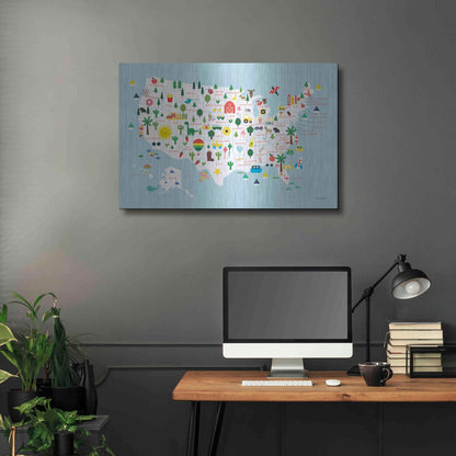 Luxe Metal Art 'Fun USA Map' by Ann Kelle Designs, Metal Wall Art,36x24